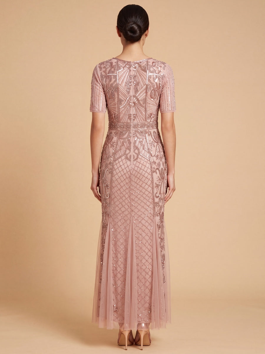 Embellished Gown with Cape Sleeves | 28845