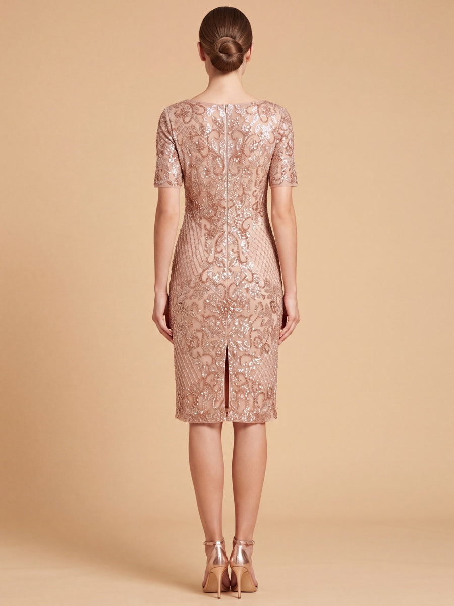 Embellished Midi Dress with Short Sleeves | 28846