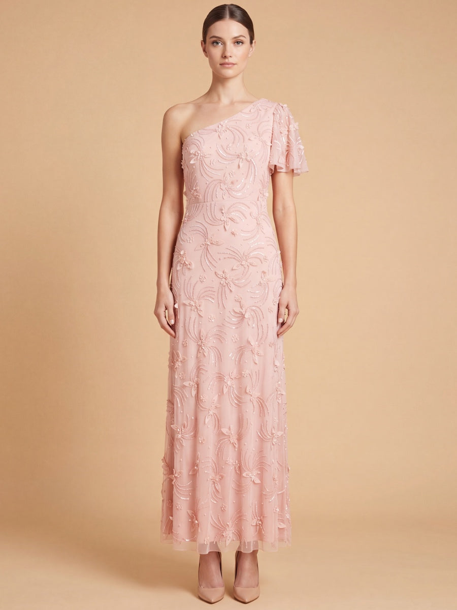 3D Floral Embellished One Shoulder Gown | 28848