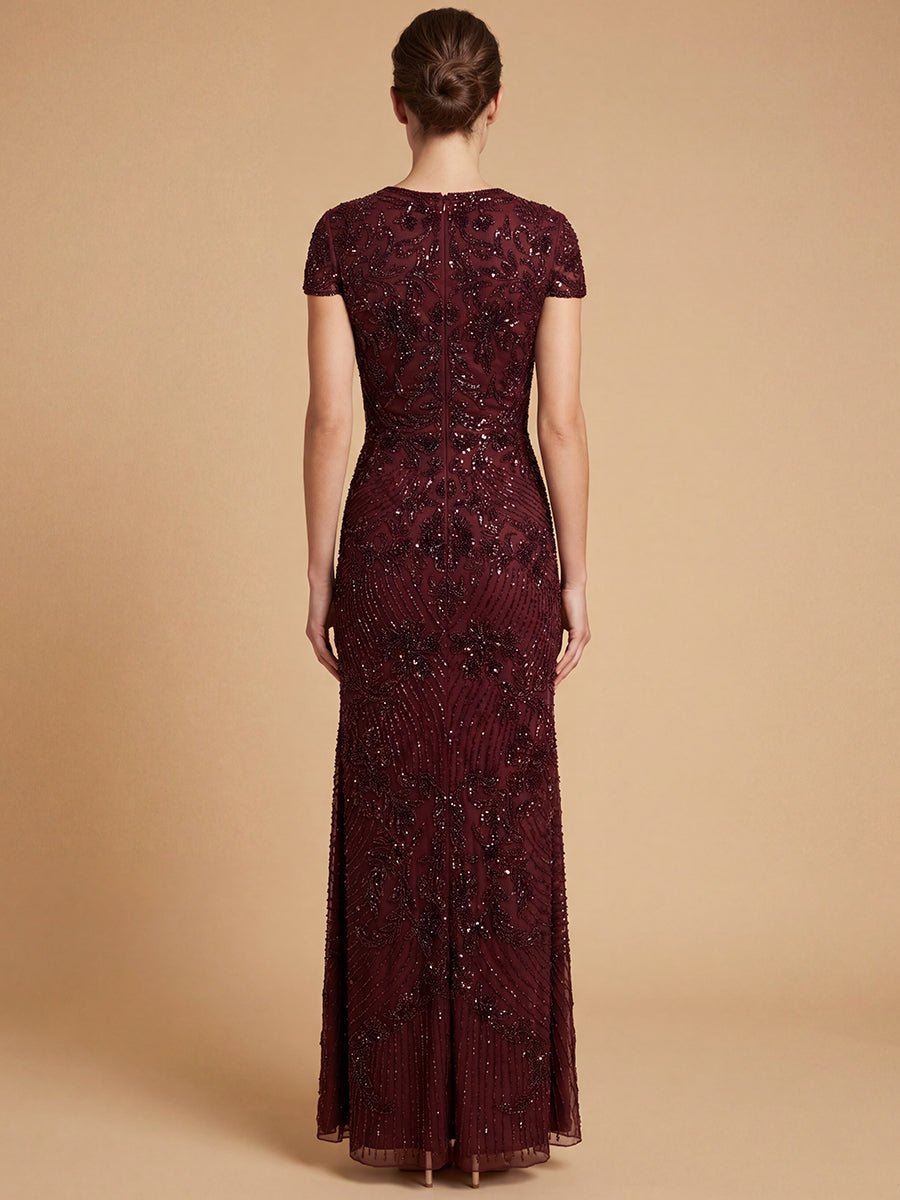 Lara 28863 - Beaded Cap Sleeve Gown