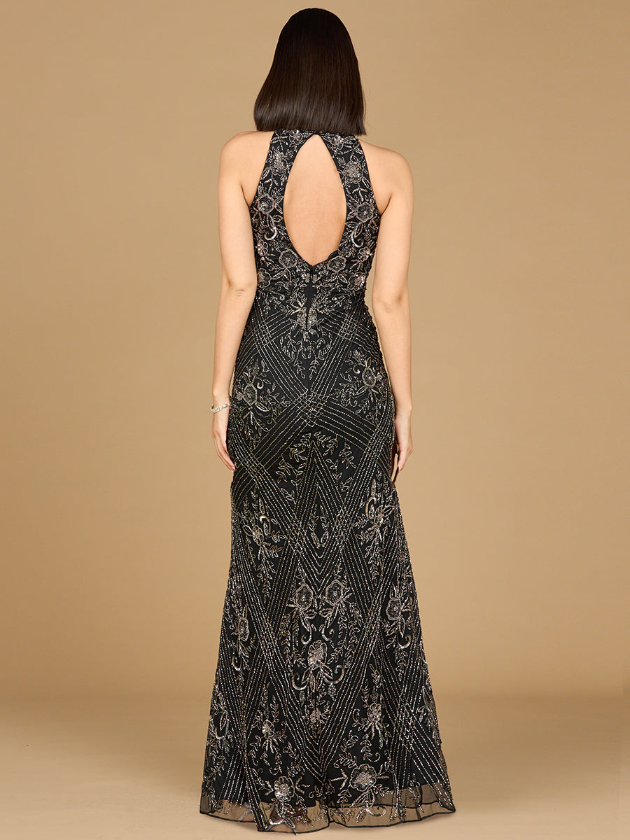 Halter Neck Beaded Dress 28891 | Open Back | Lara Halter Neck Beaded Dress 28891 | Open Back | Lara