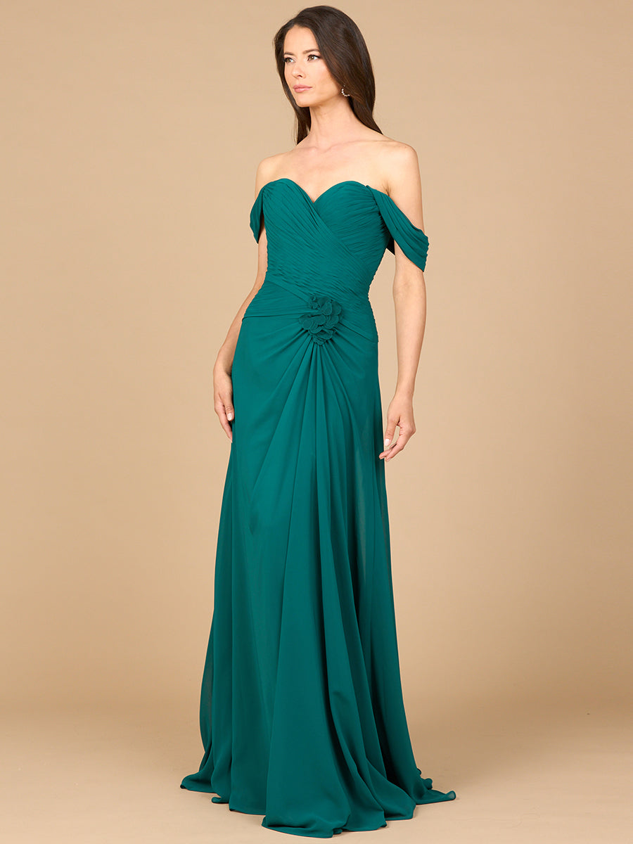 Lara Women's Off Shoulder Chiffon Dress - Emerald Green Lara Women's Off Shoulder Chiffon Dress - Emerald Green