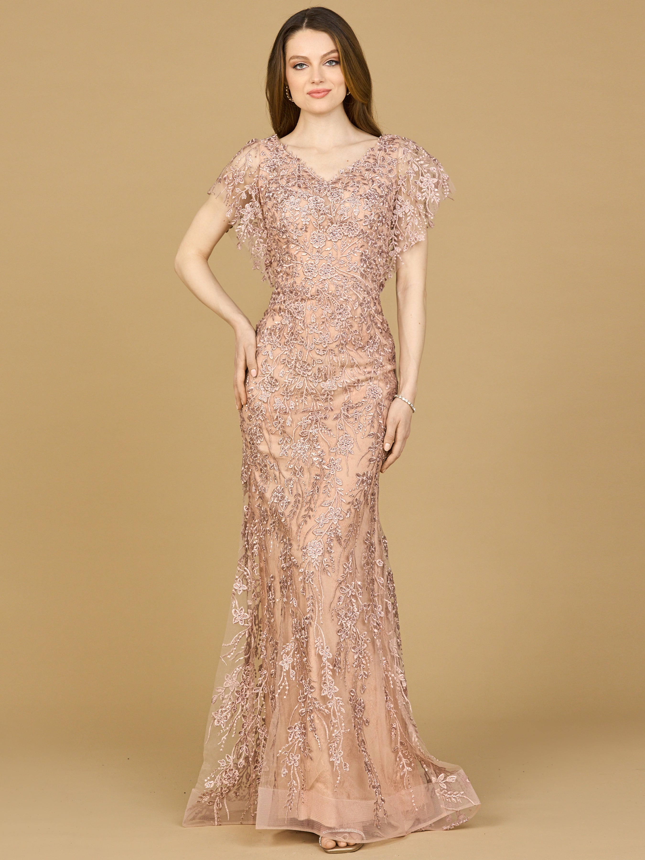 Cap Sleeve Mermaid V-neck Gown 28924