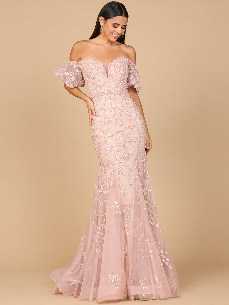 cold-shoulder glitter lace mermaid dress Gold Sequin Lace Mermaid Prom Dresses with Slit Off the Shoulder Eveni Viniodress