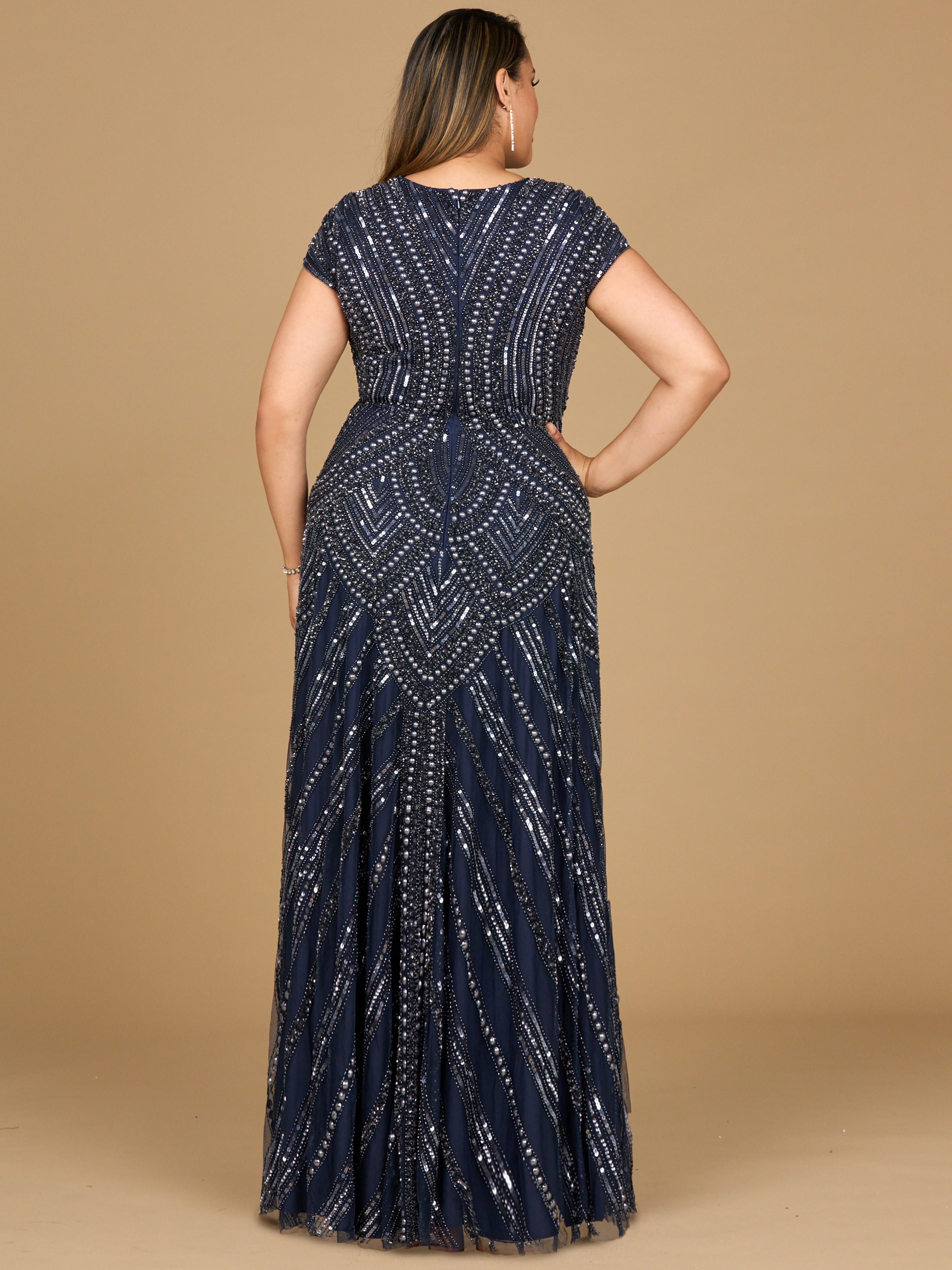 Cap Sleeve Beaded A-Line Gown 28952