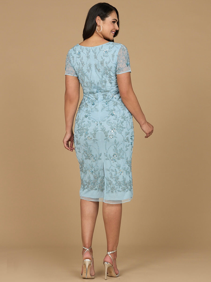 Beaded Midi Dress with Cap Sleeves 28995