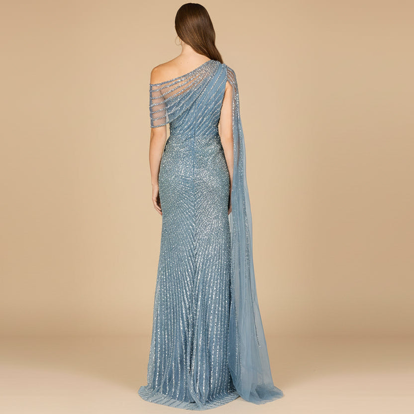 One Shoulder Fitted Gown 29051