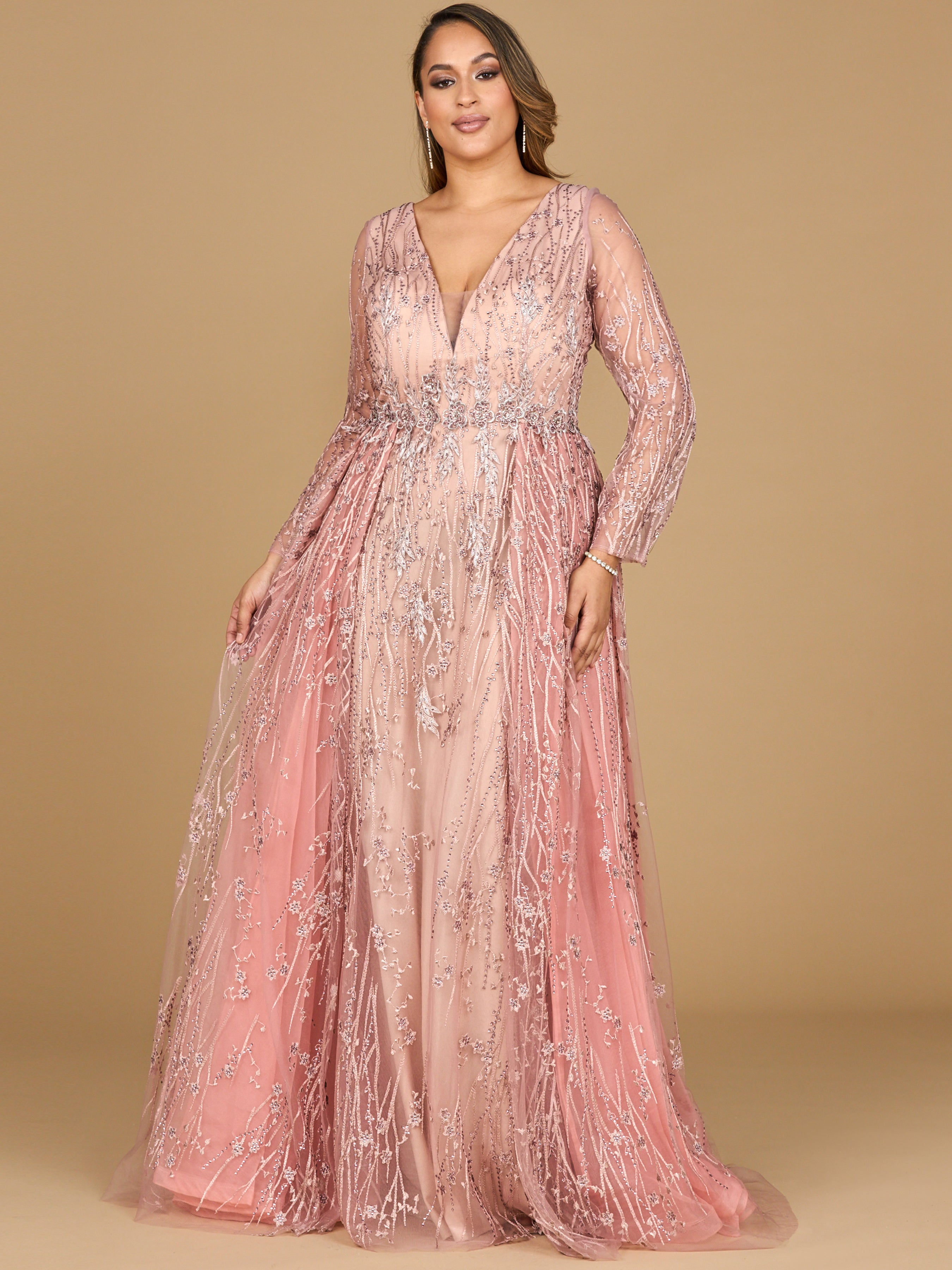 Elegant Overskirt Dress with Long Sleeves 29139