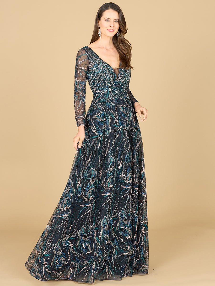 Lace Gown 29153 | Long Sleeve V-Neck | Lara Designs Lace Gown 29153 | Long Sleeve V-Neck | Lara Designs
