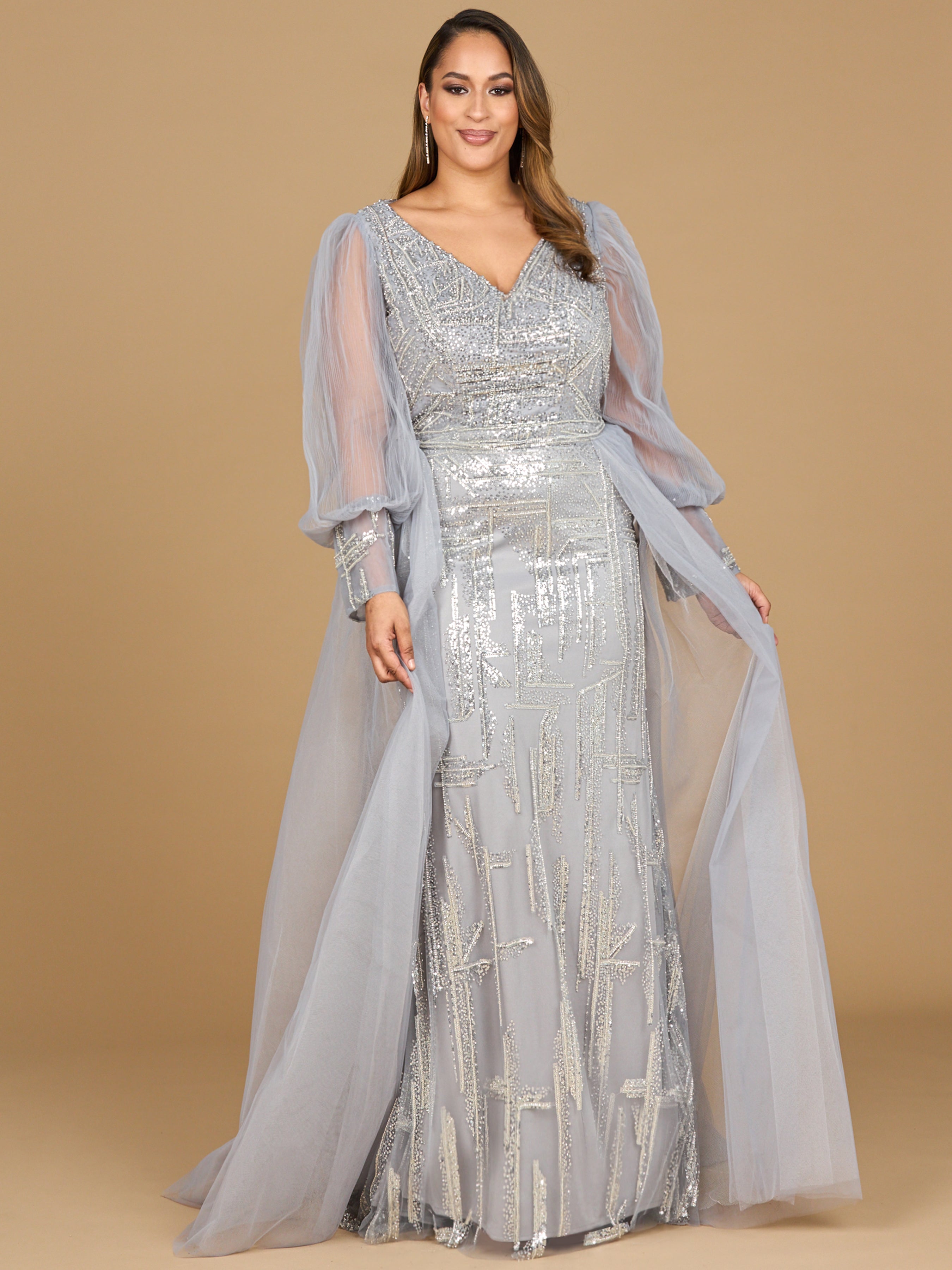 Off Shoulder Gown with Feathers 29161