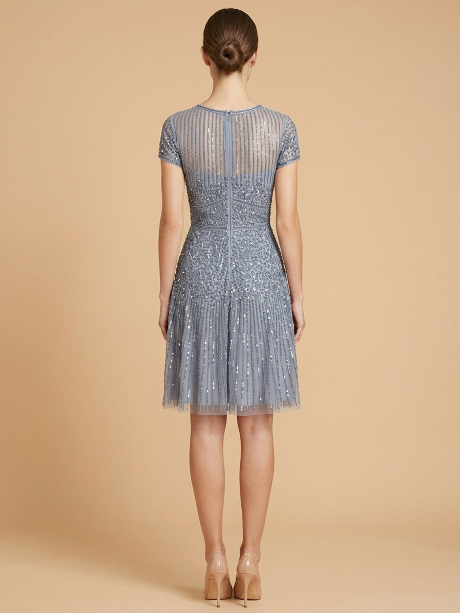 Cap Sleeve Sequin Short Dress 29180