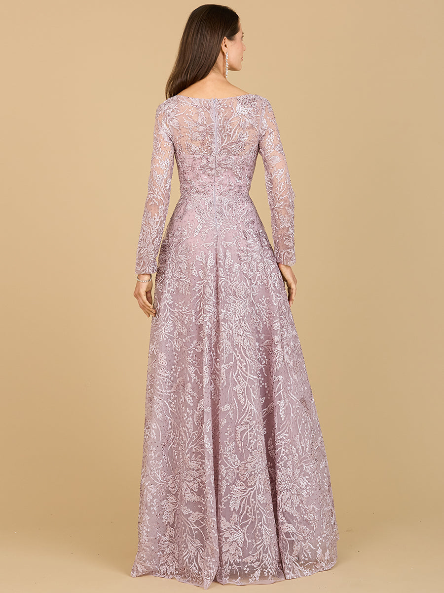 A-line Gown With Long Sleeves, V-Neckline 29200
