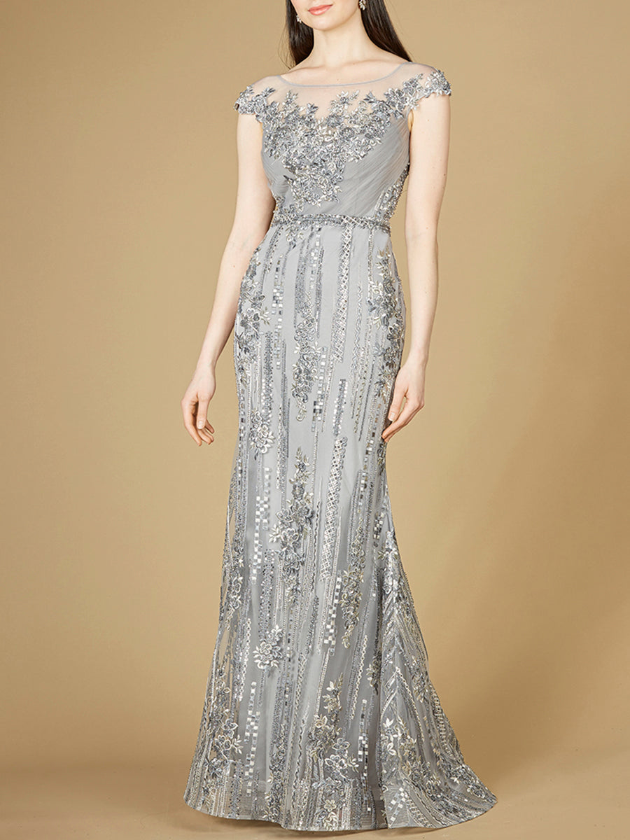 Cap Sleeve, Mermaid Lace Gown with High Neck OUTLET 29210