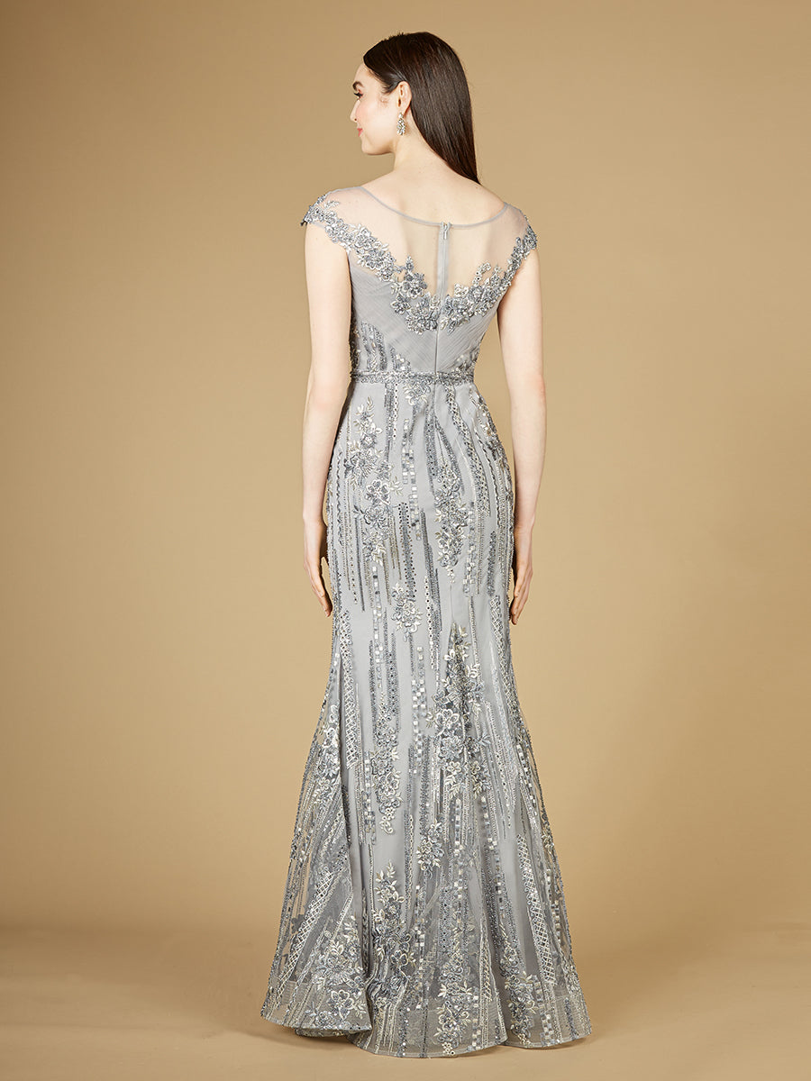 Cap Sleeve, Mermaid Lace Gown with High Neck OUTLET 29210