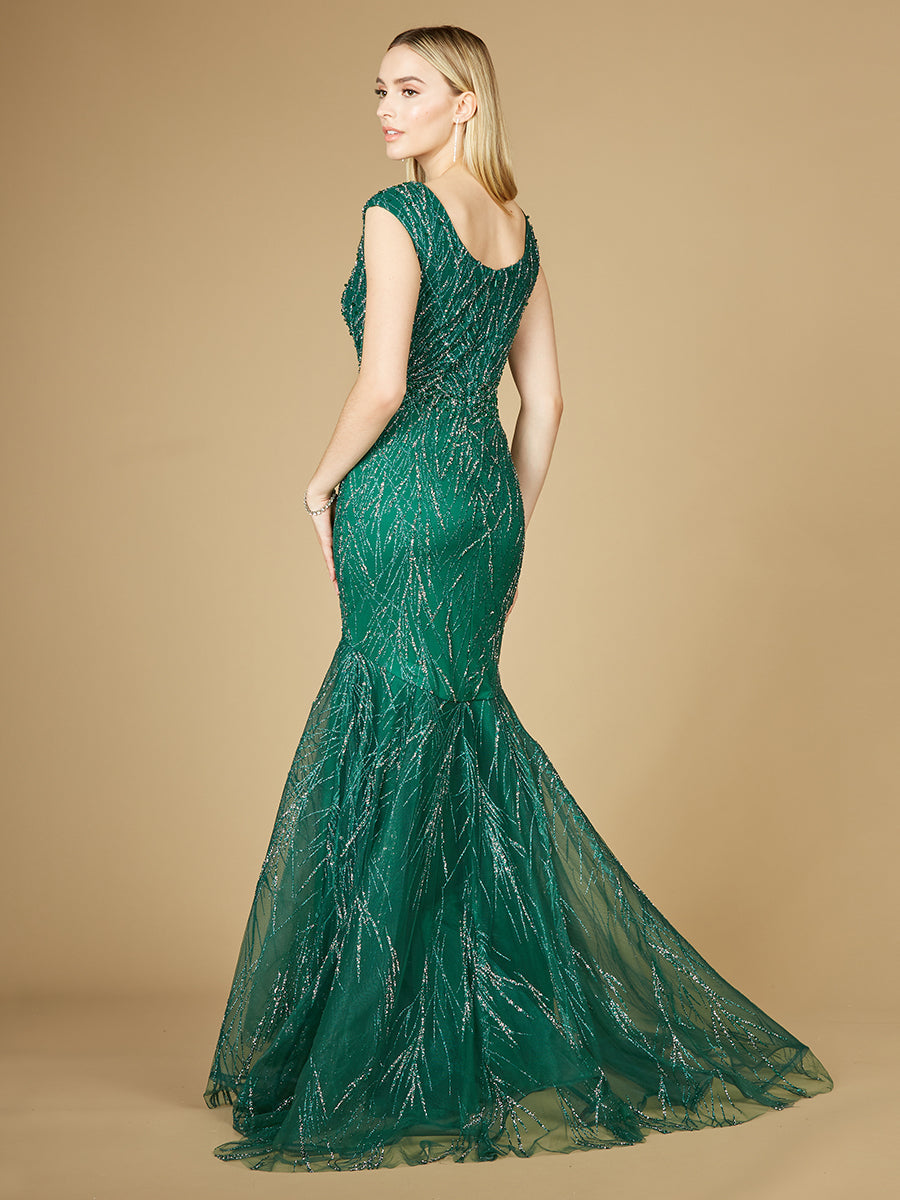 Cap Sleeve Mermaid Beaded Gown 29233