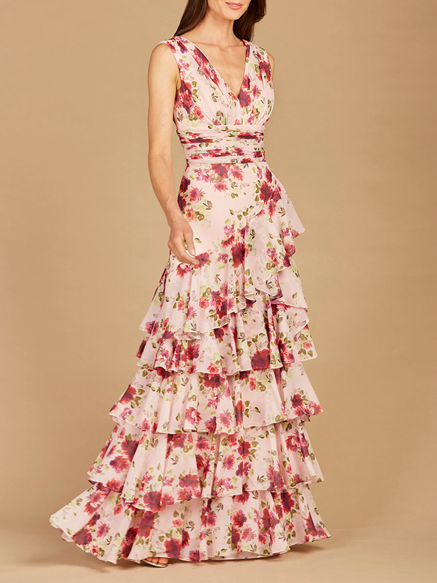 Ruffle Skirt Print Dress - OUTLET 29249