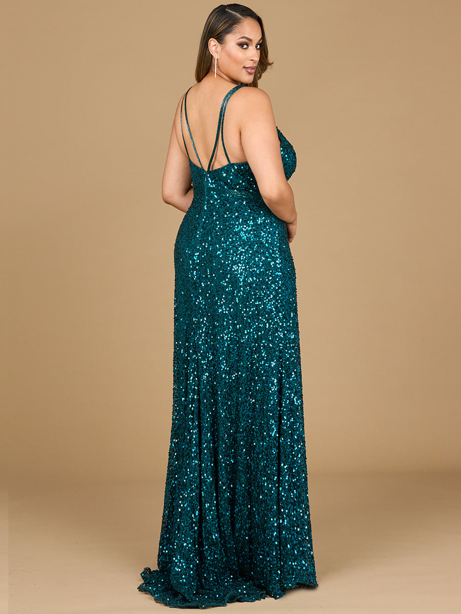teal beaded prom dress A-Line V-Neck Teal Beaded Long Prom Dress with Slit – FancyVestido main image 0