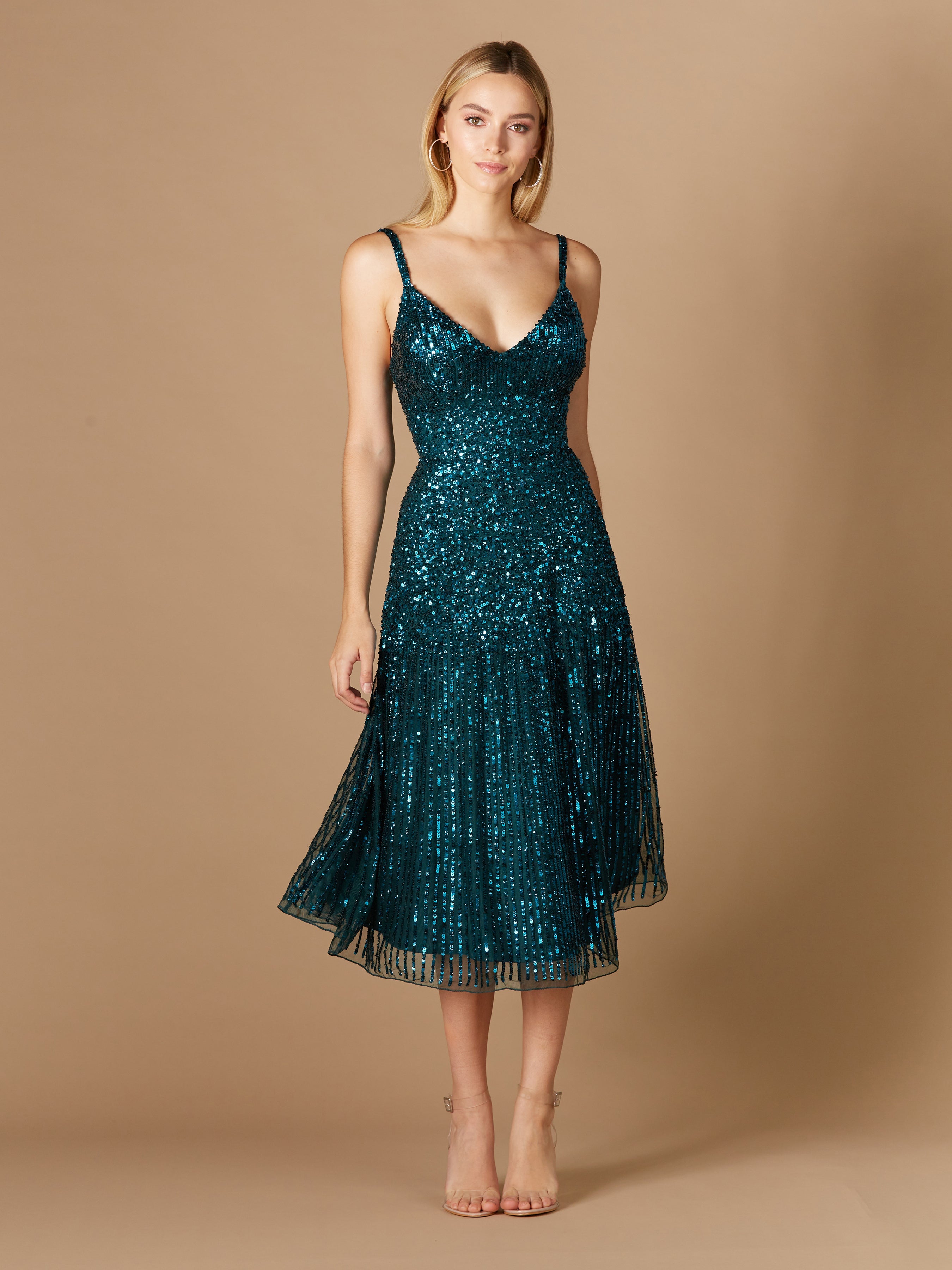 Flowing, Sequin Midi Dress 29347 Flowing, Sequin Midi Dress 29347