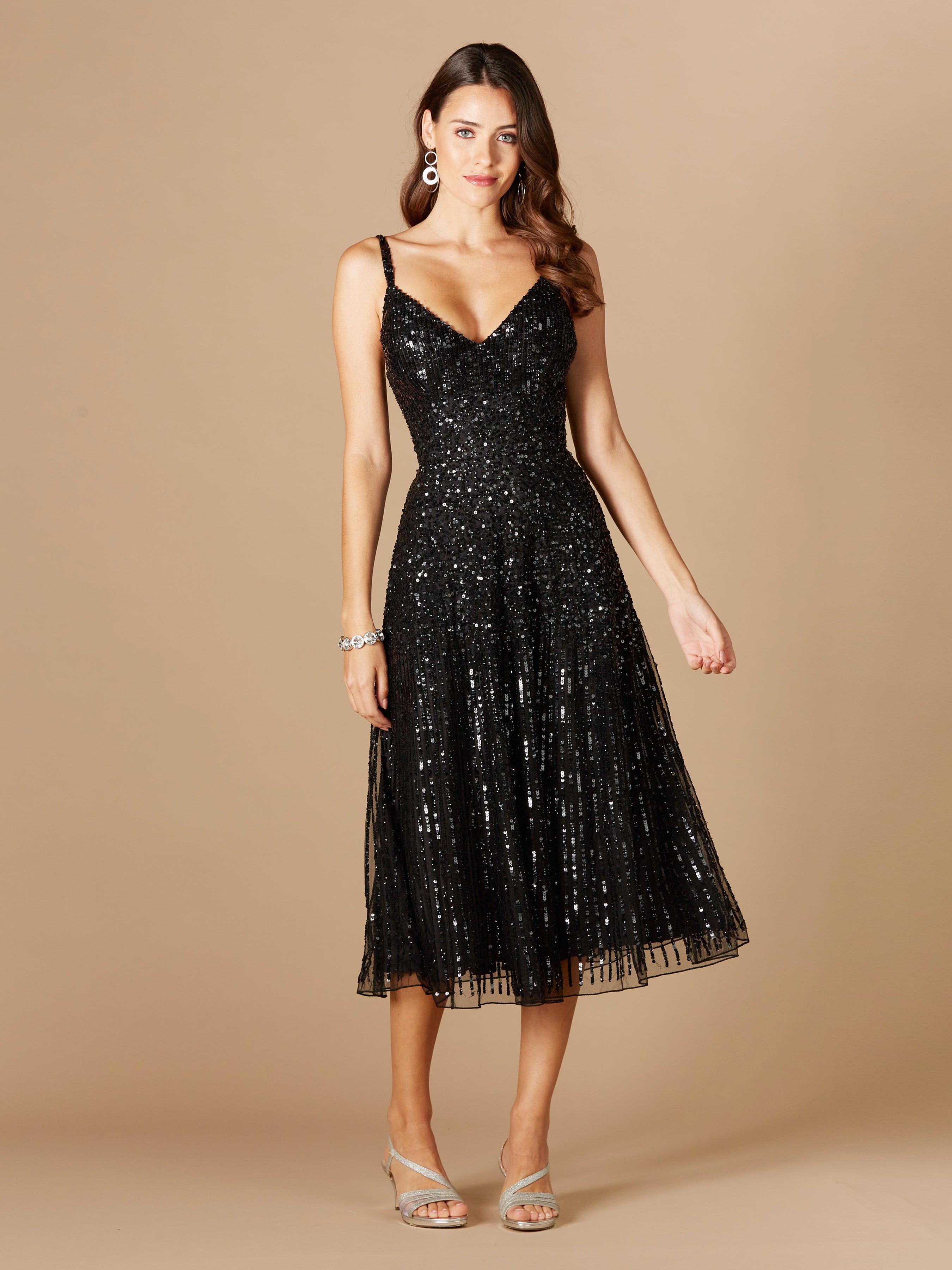 Flowing, Sequin Midi Dress 29347 Flowing, Sequin Midi Dress 29347