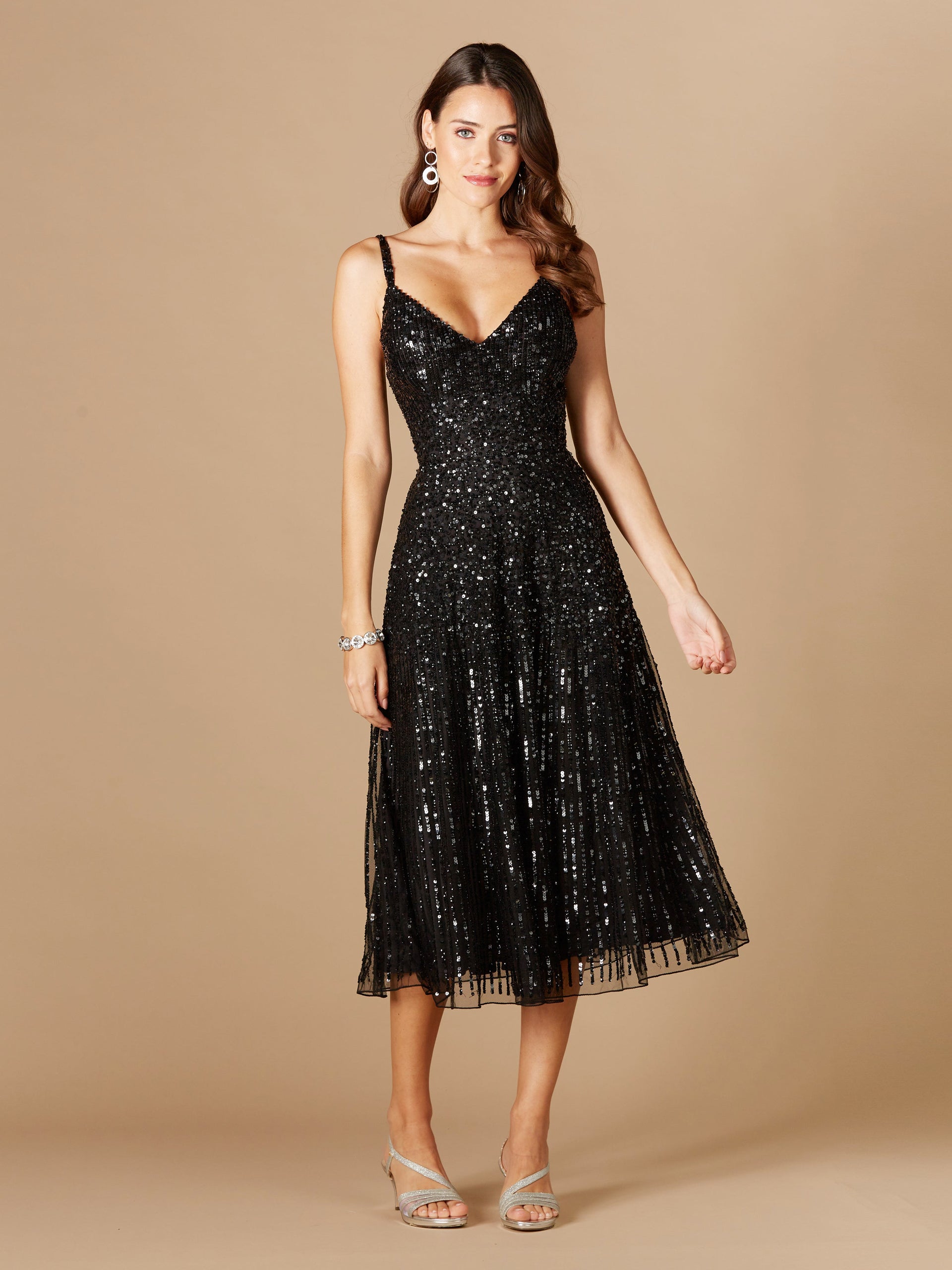 sequin top flowy bottom dress Flowing, Sequin Midi Dress 29347 0 / Teal