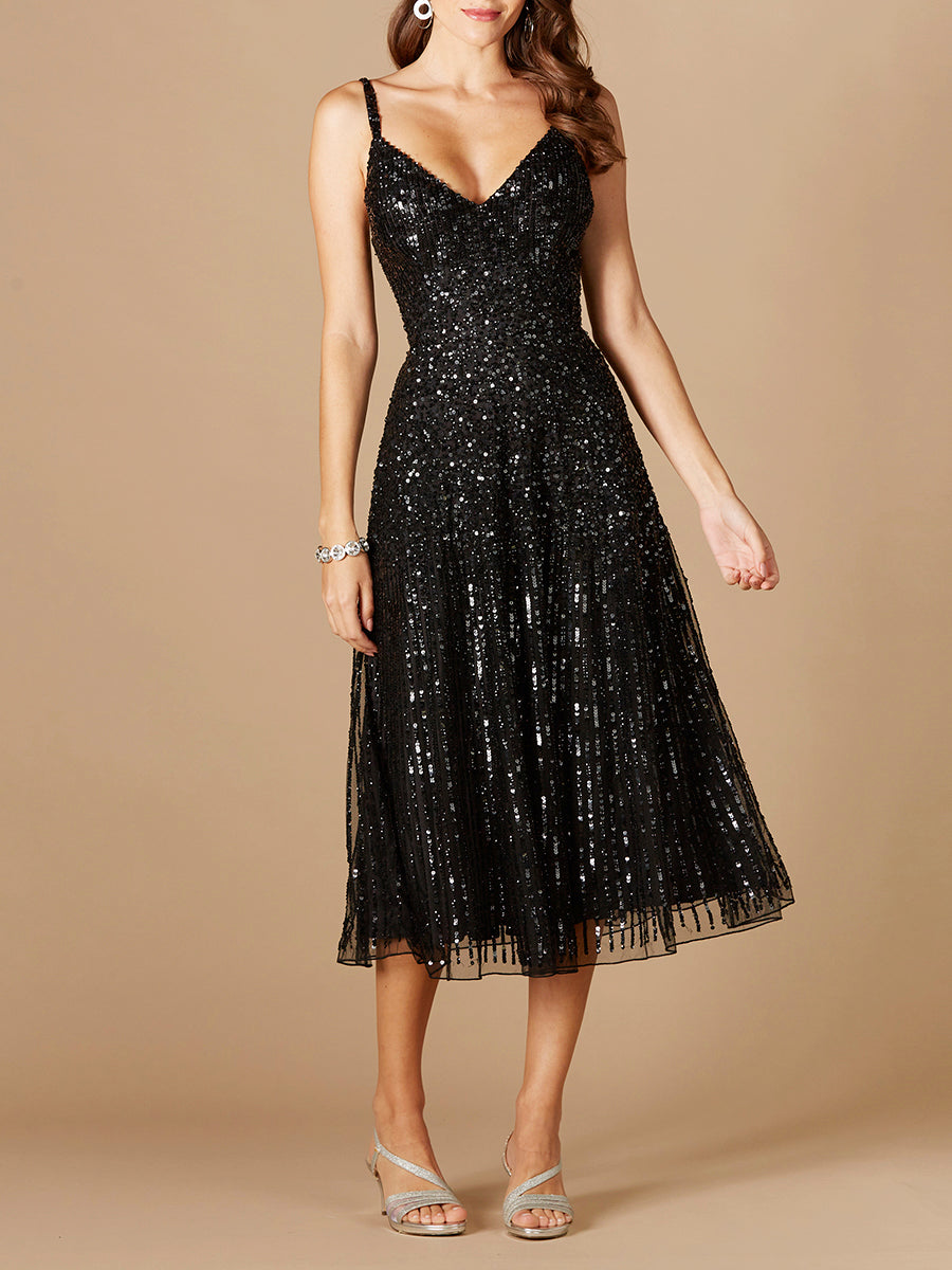 Flowing, Sequin Midi Dress 29347