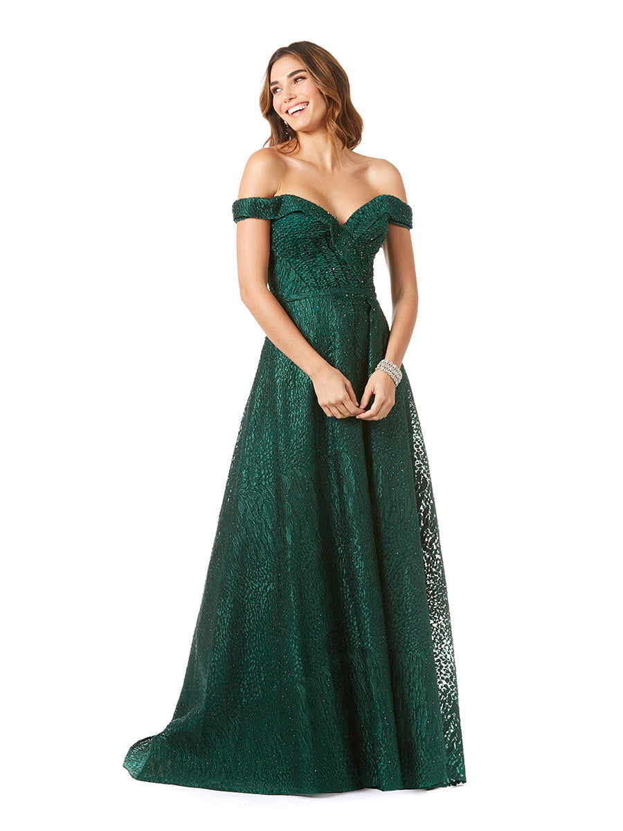 Tonal Beaded Off Shoulder Ballgown 29349