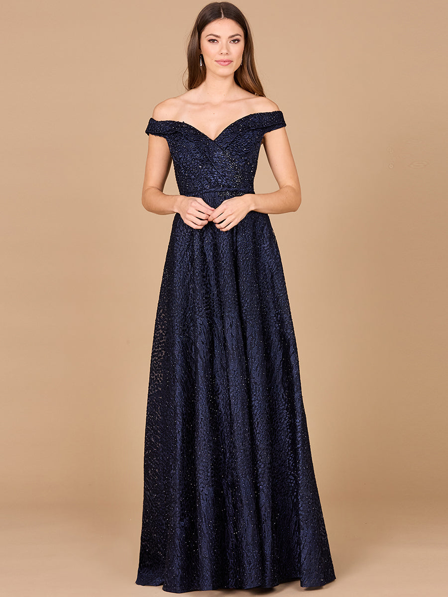 Tonal Beaded Off Shoulder Ballgown 29349