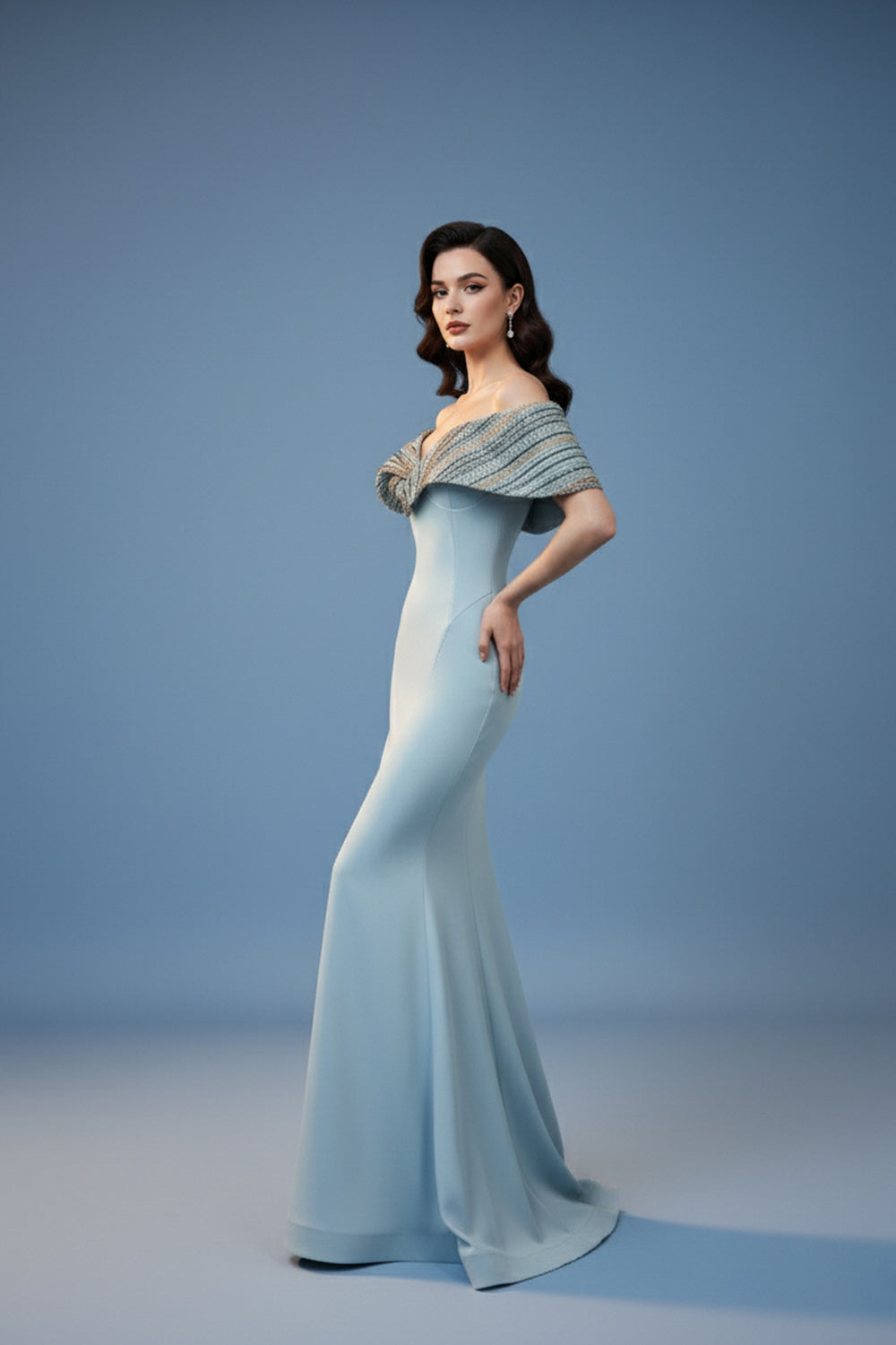 Timeless Mermaid Elegance with Beaded Embroidery F02935