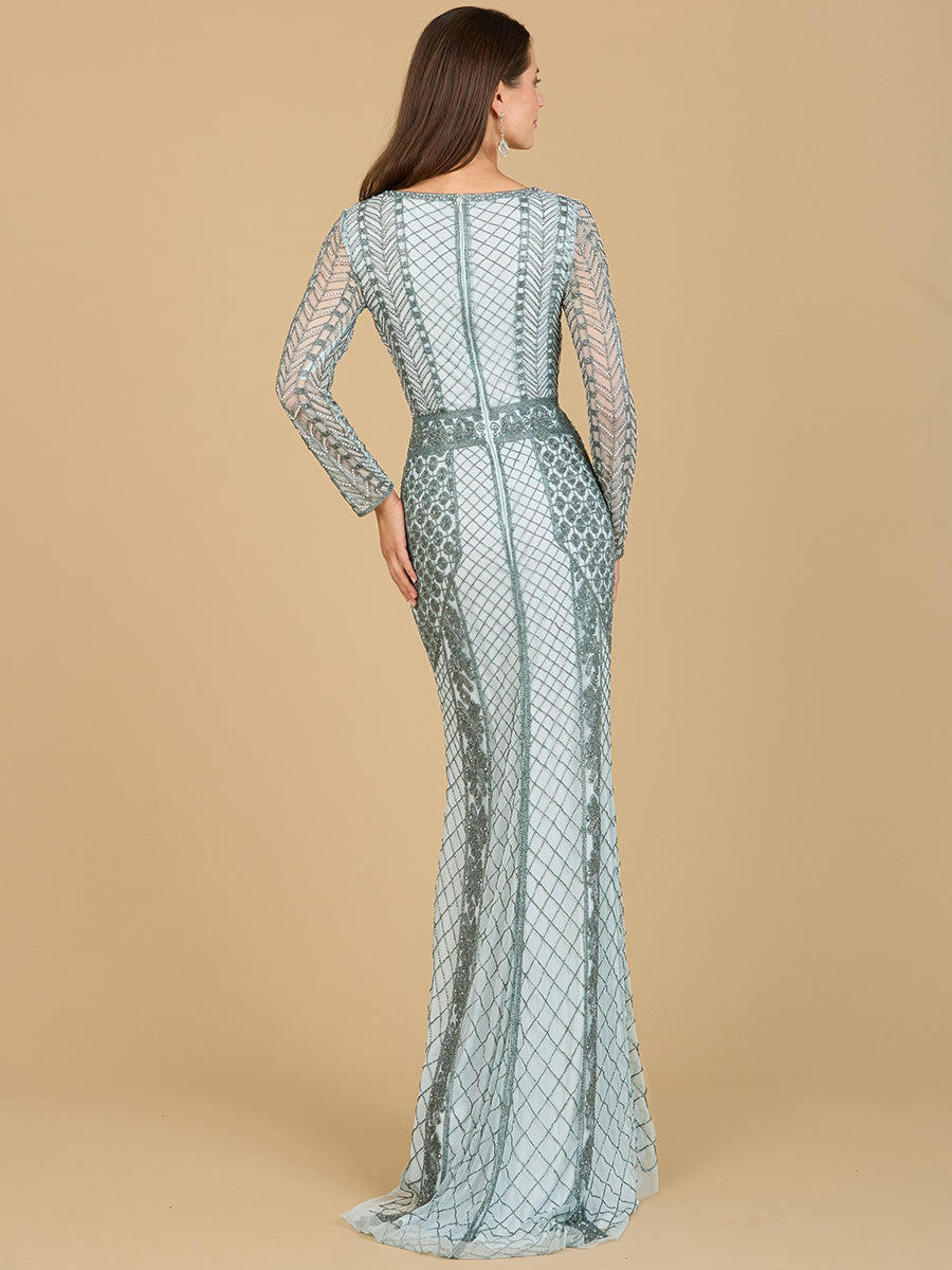Long Sleeve Beaded Dress 29365