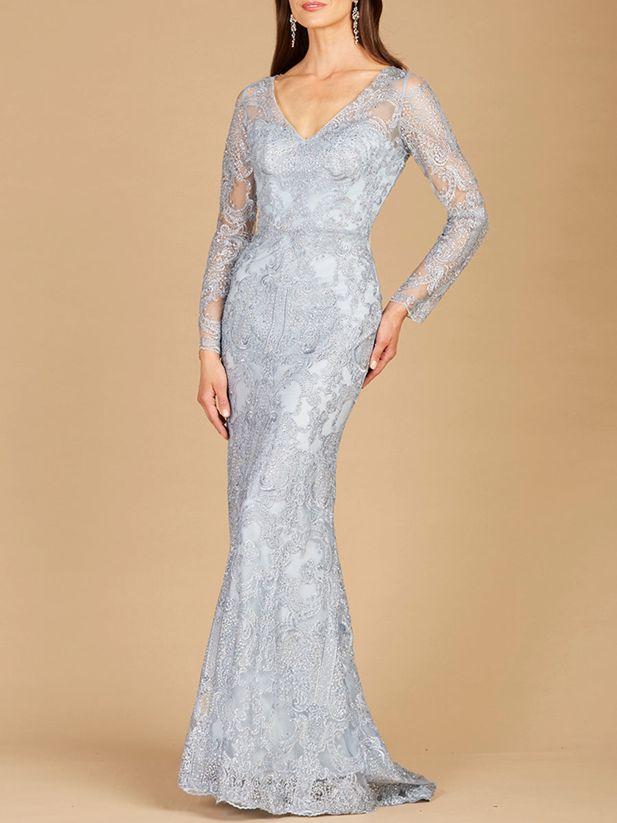Long Sleeve Lace Mermaid Gown 29466