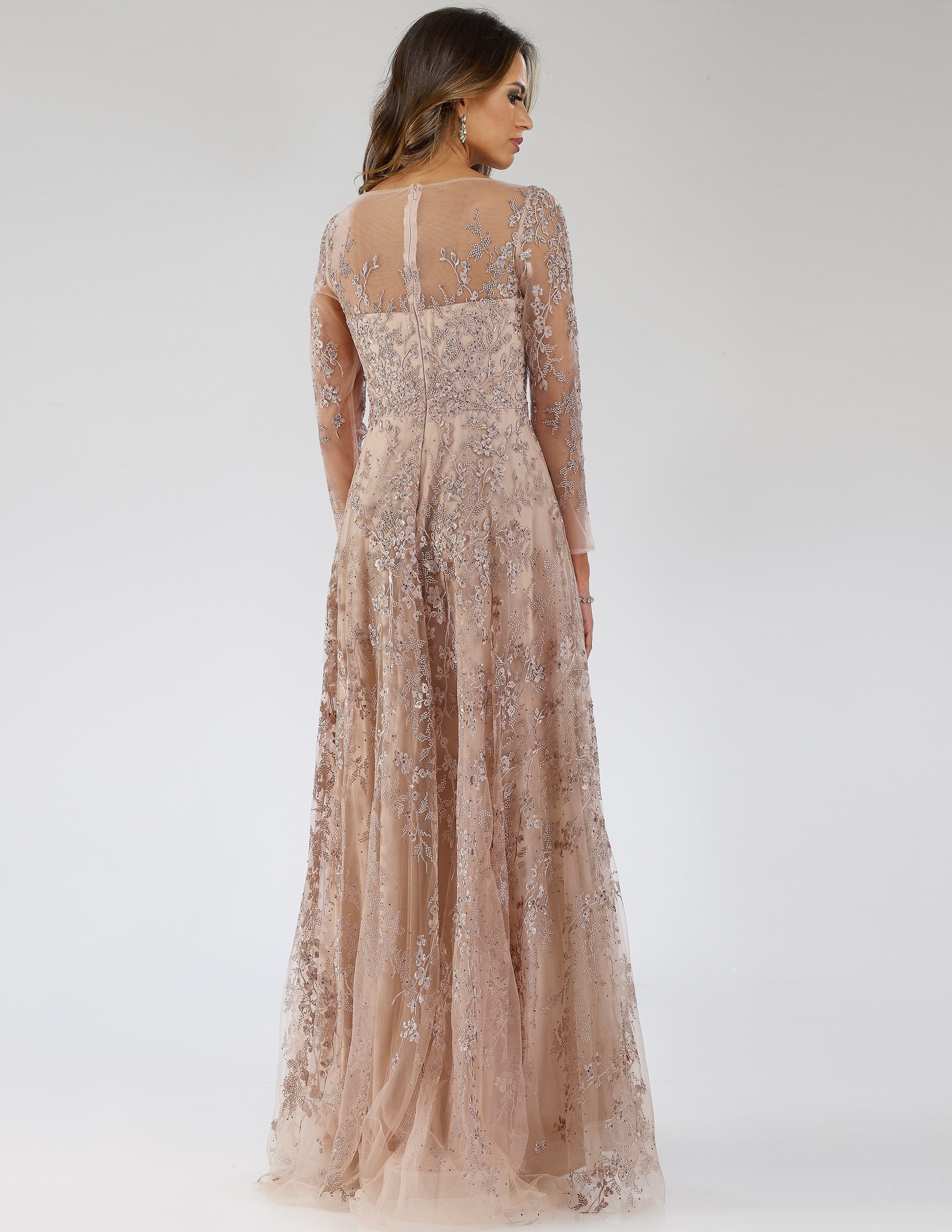 Lara 29677 - Illusion Neckline A-line Long Sleeves Gown Lara 29677 - Illusion Neckline A-line Long Sleeves Gown