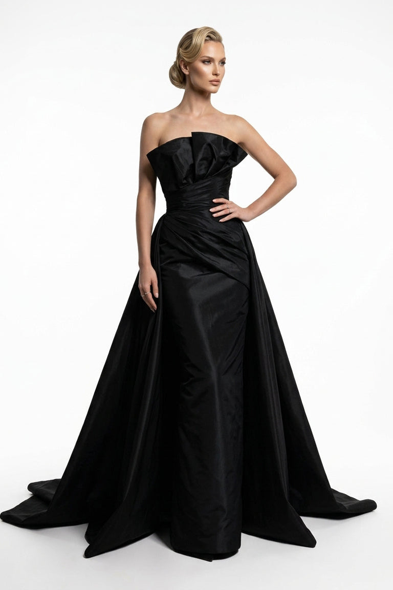 Fouad Sarkis F03006 Burgundy Satin Ball Gown