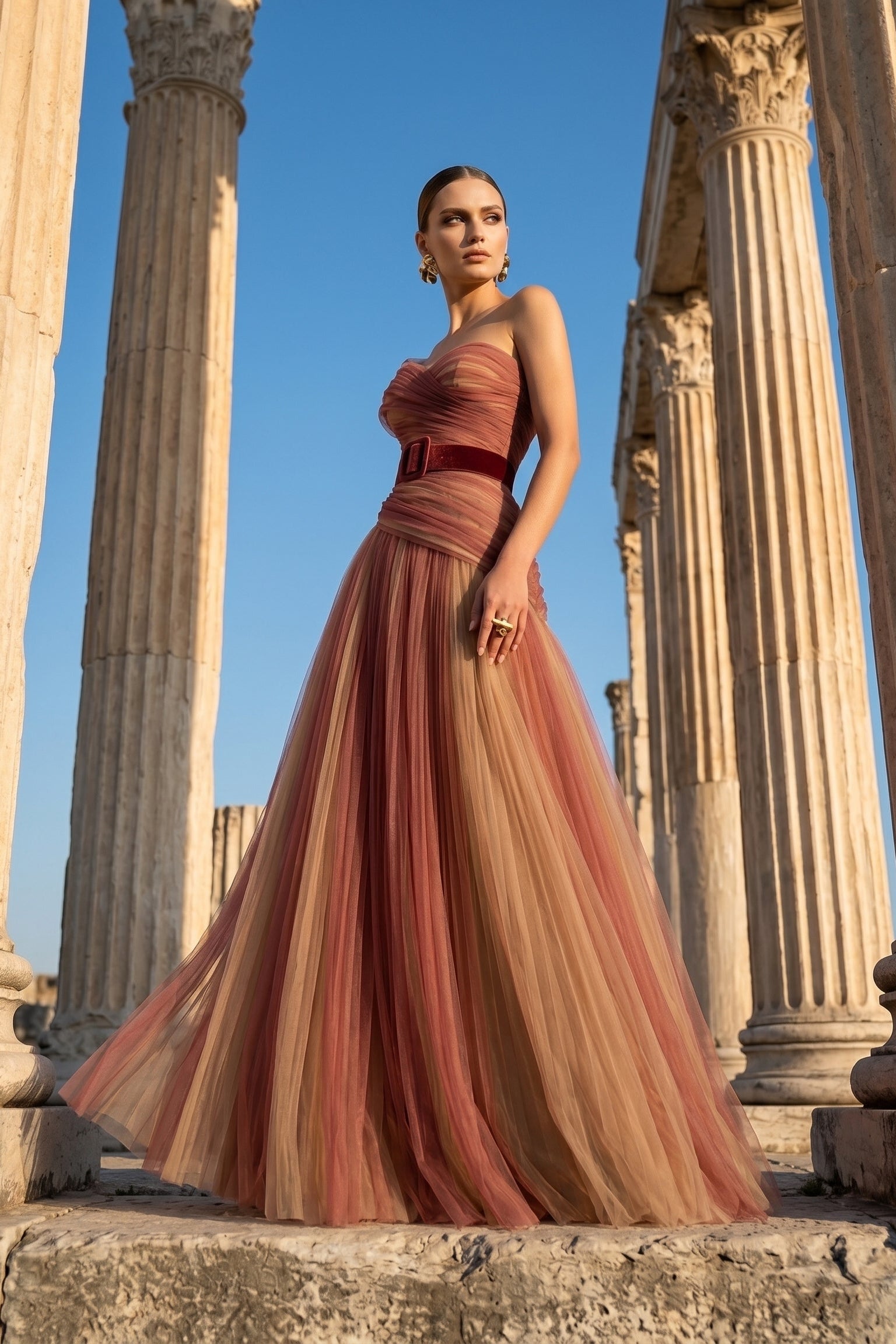 Fouad Sarkis F03008 Gradient Tulle Gown