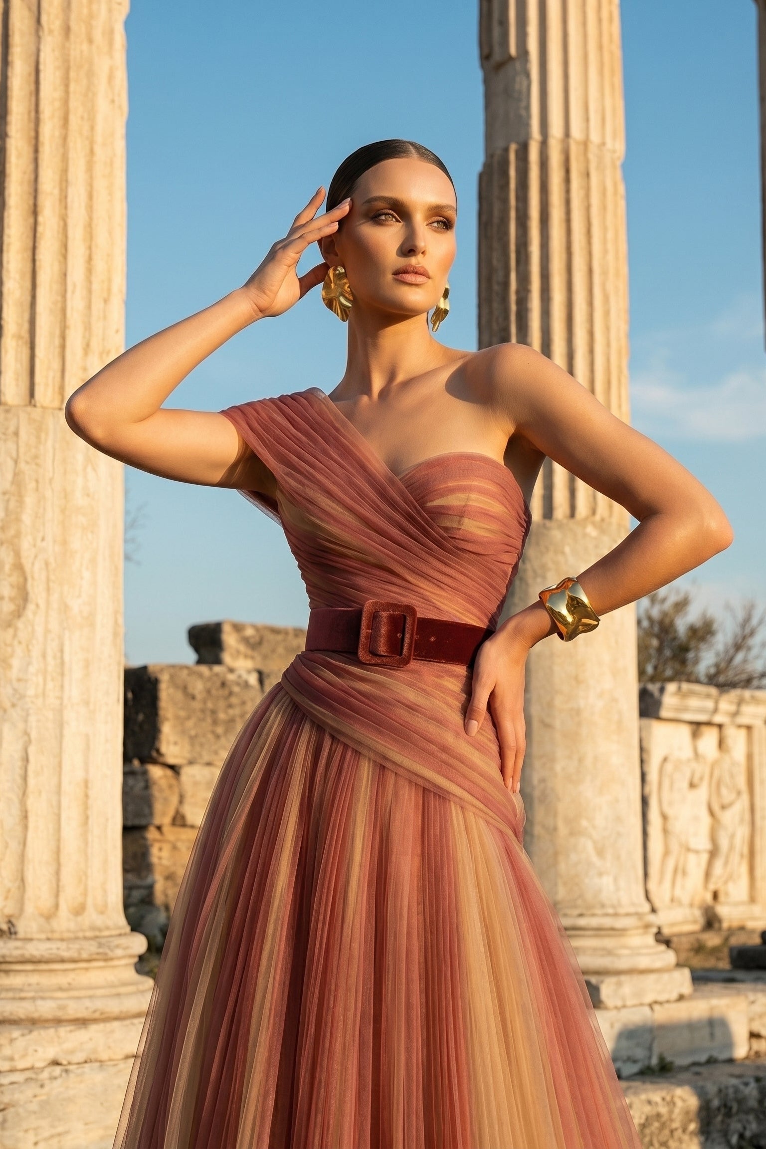 Fouad Sarkis F03008 Gradient Tulle Gown