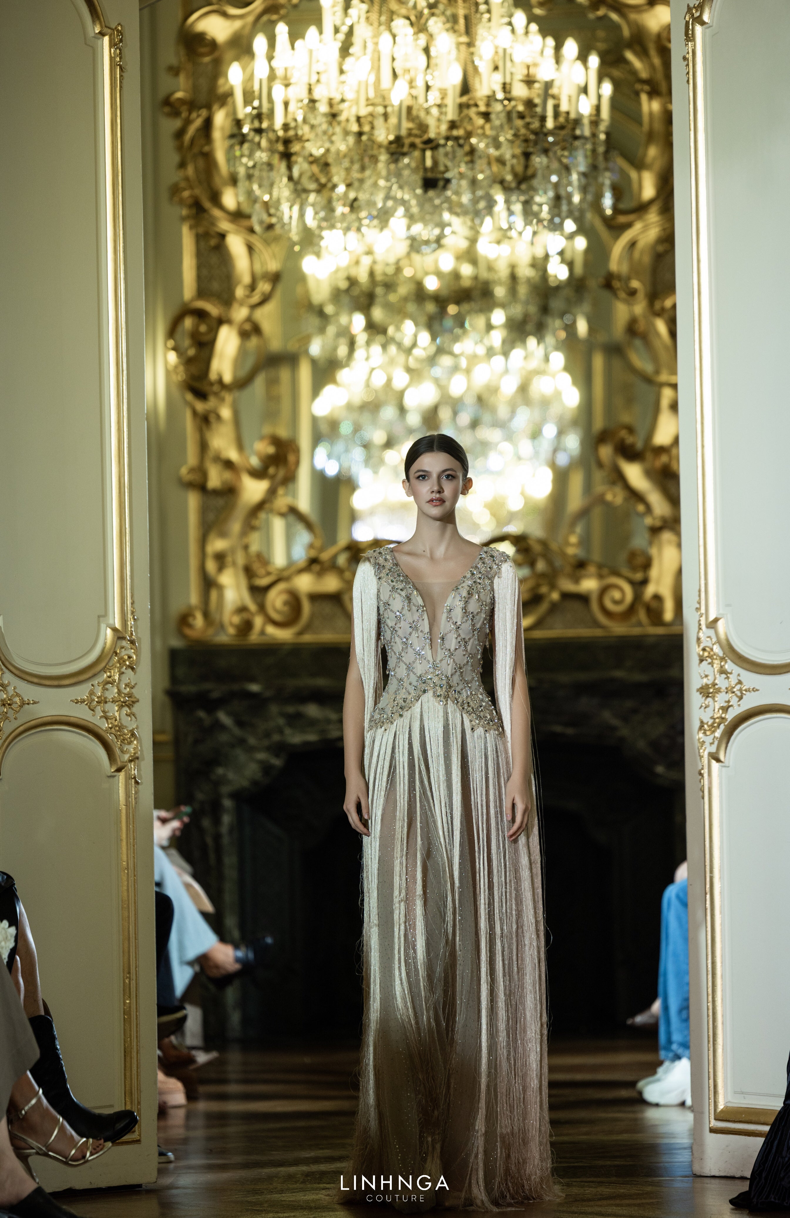 Linh Nga Look 44 – V-Neck Embellished A-Line Couture Dress
