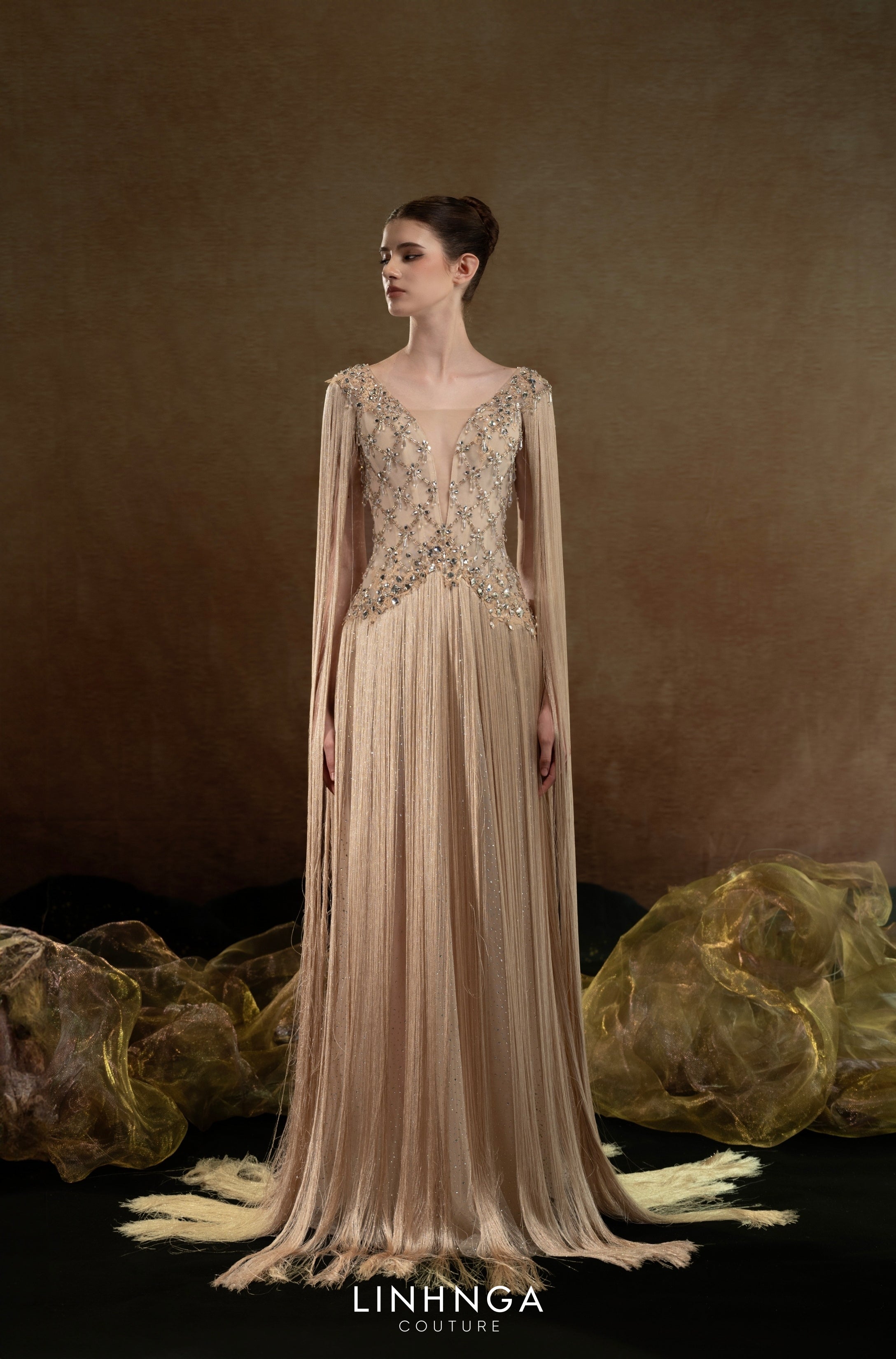 Linh Nga Look 44 – V-Neck Embellished A-Line Couture Dress