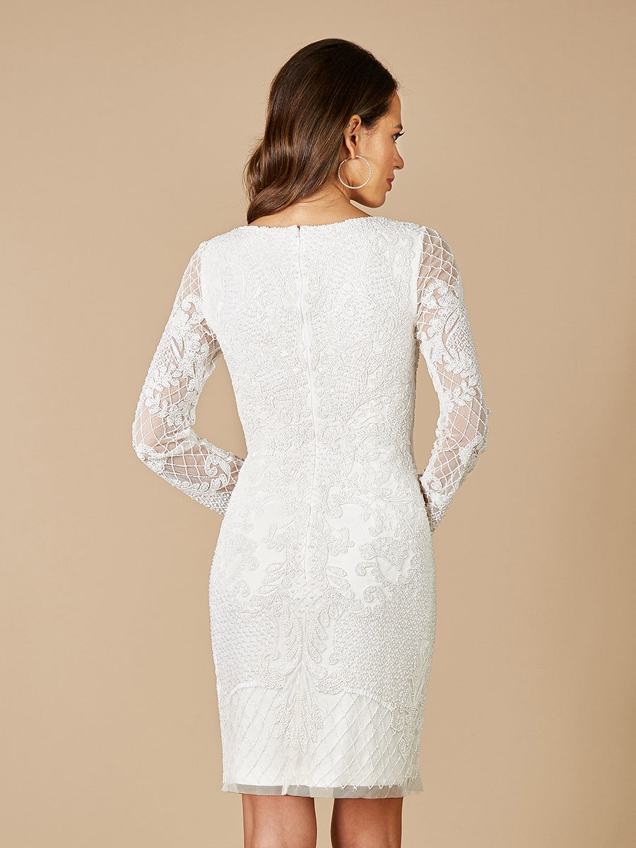 Lara Carla Long Sleeve Beaded Lace Mini Dress 51052