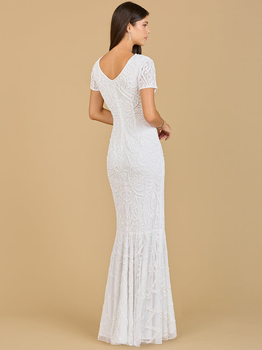 Cap Sleeve Beaded Wedding Gown 51143