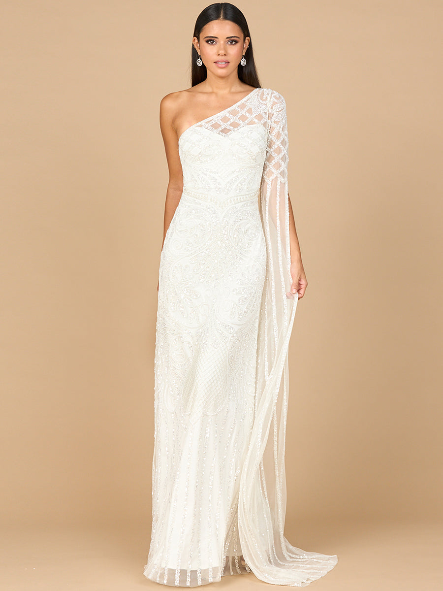 One Sleeve Beaded Bridal Gown 51197 One Sleeve Beaded Bridal Gown 51197