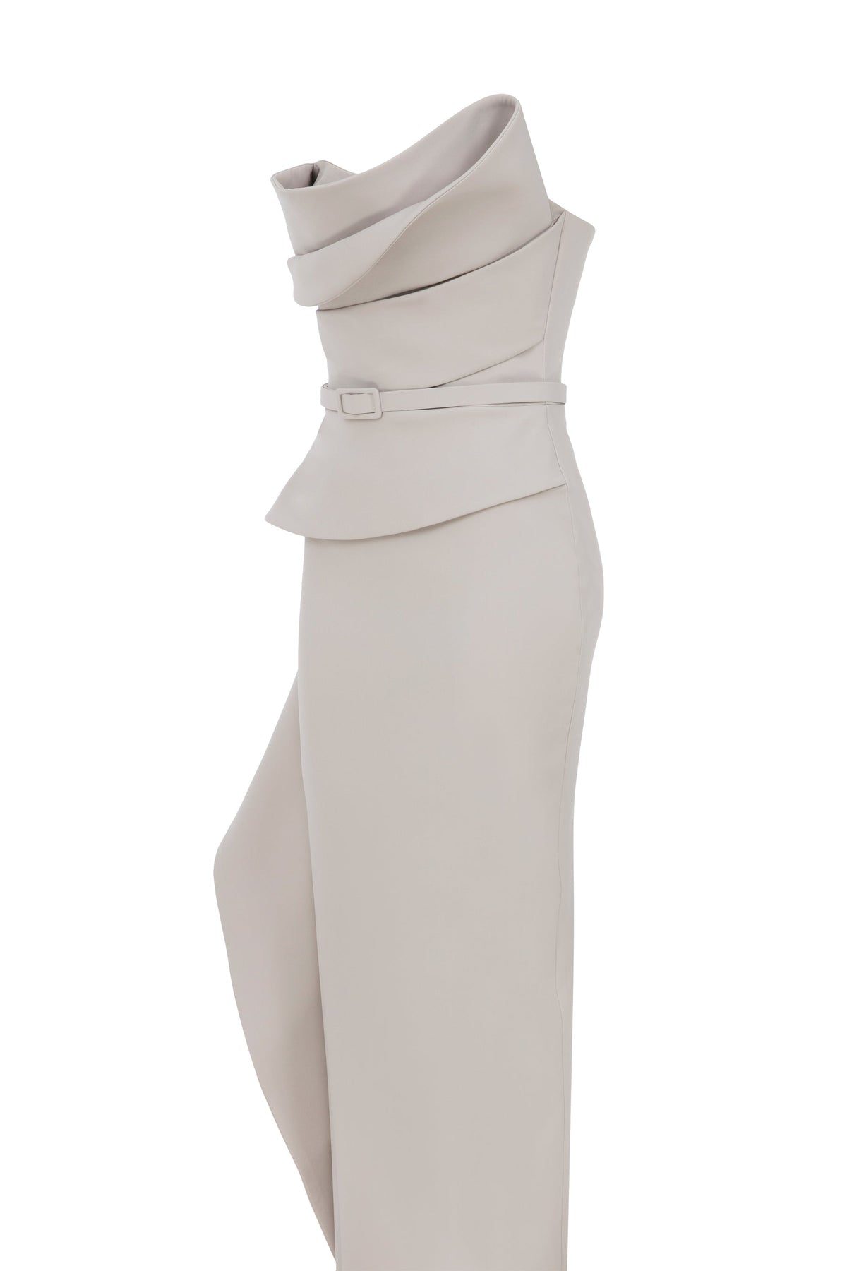 Nour Fathallah N0647 - Fuchsia Column Gown with Asymmetric Sweetheart Neckline
