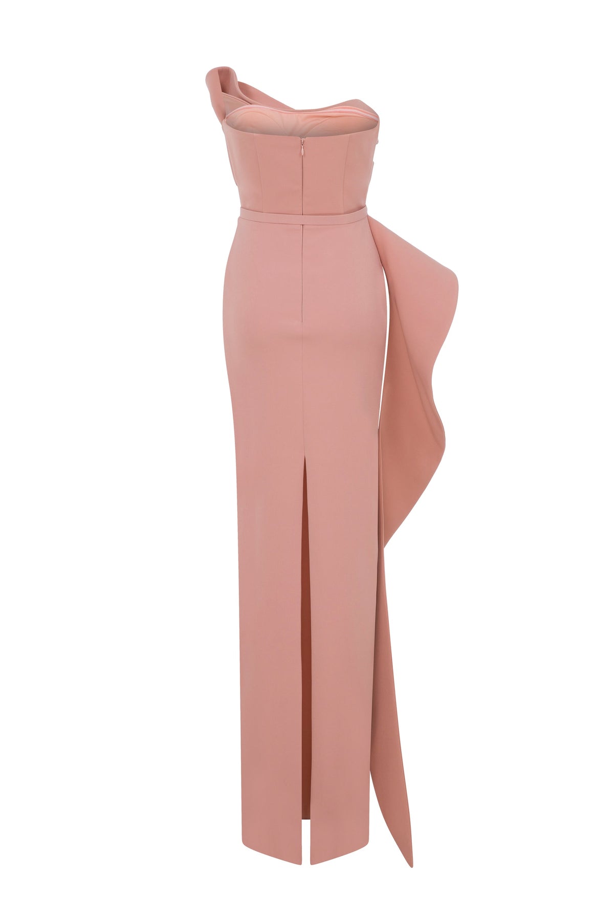 Nour Fathallah N0647 - Fuchsia Column Gown with Asymmetric Sweetheart Neckline