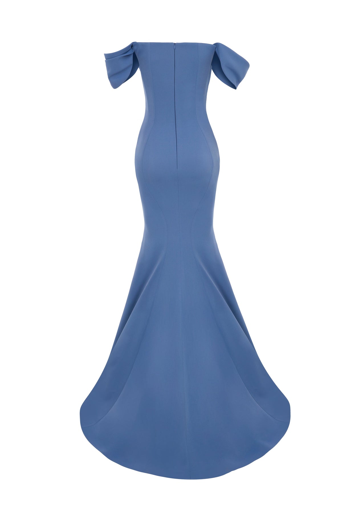 Nour Fathallah N0651 - Regal Blue Mermaid Gown with Cap Sleeves