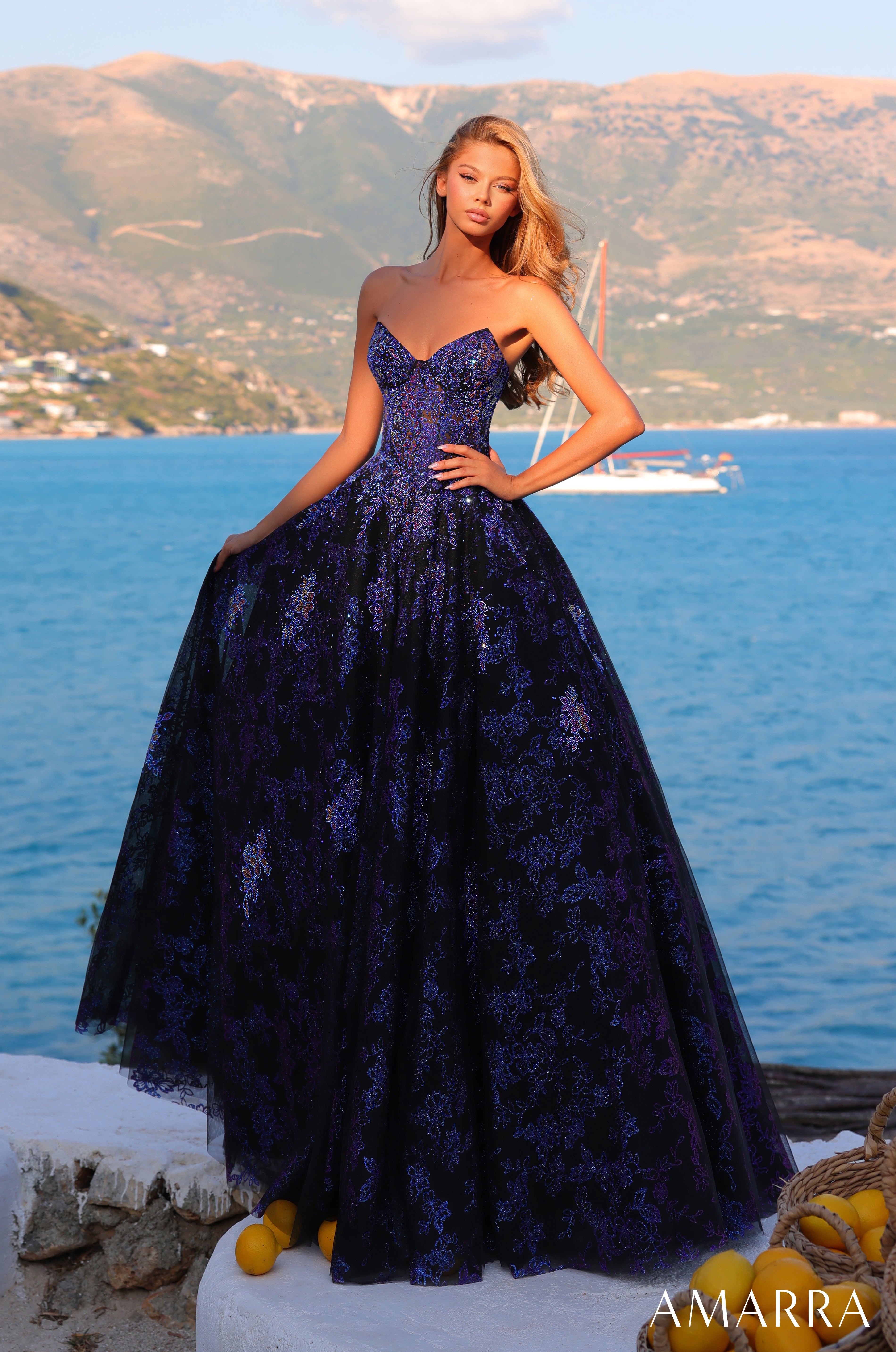 AMARRA 89415 | Embroidered Tulle Floral Ball Gown AMARRA 89415 | Embroidered Tulle Floral Ball Gown