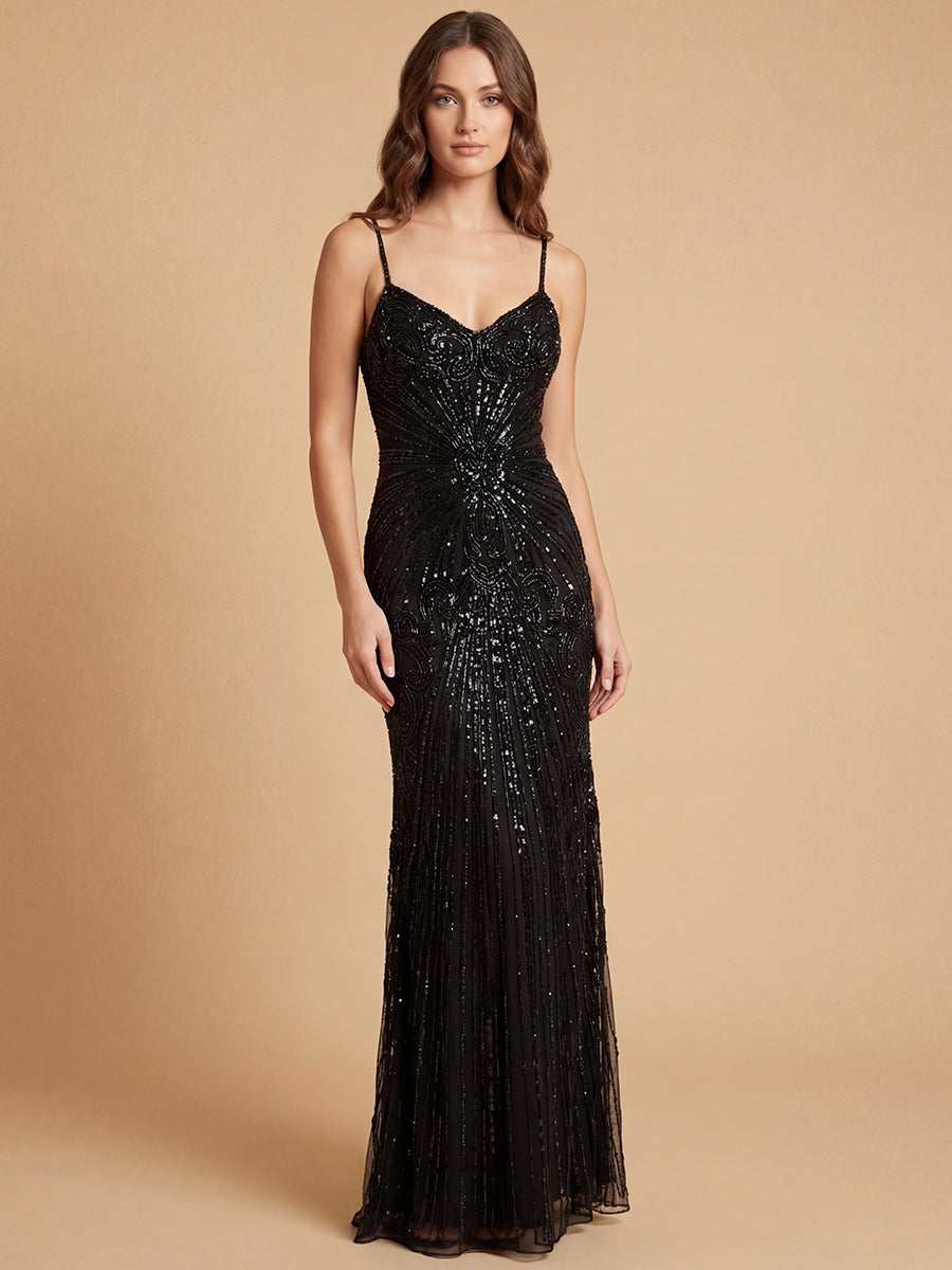Strapless Beaded Gown with Detachable Straps | 9921