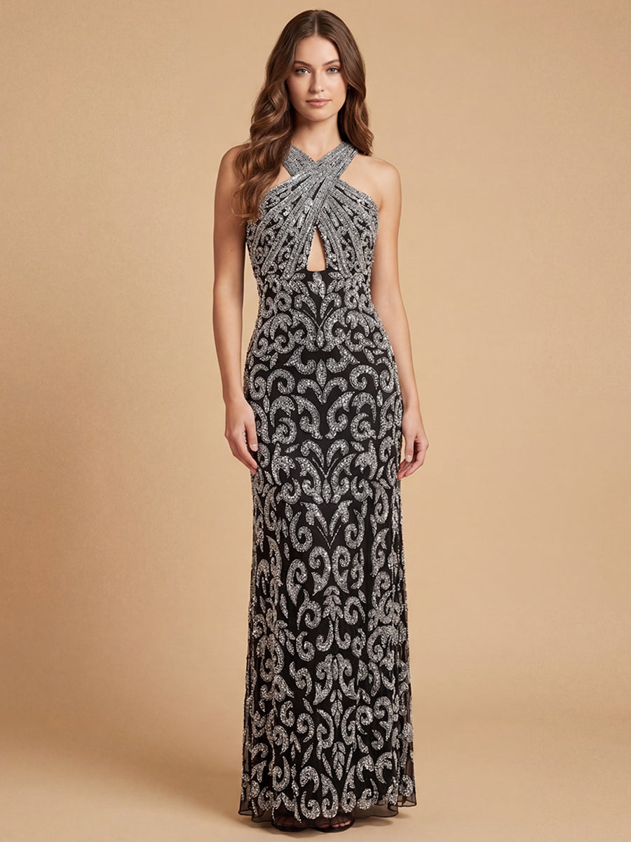 Beaded Cross Halter Dress | 9922