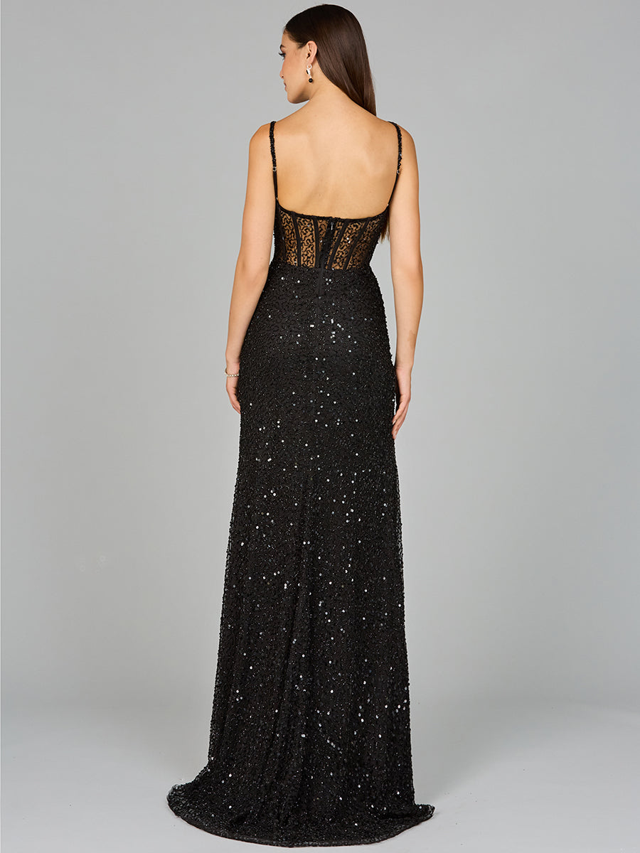 Elegant Corset Gown with Slit 9960