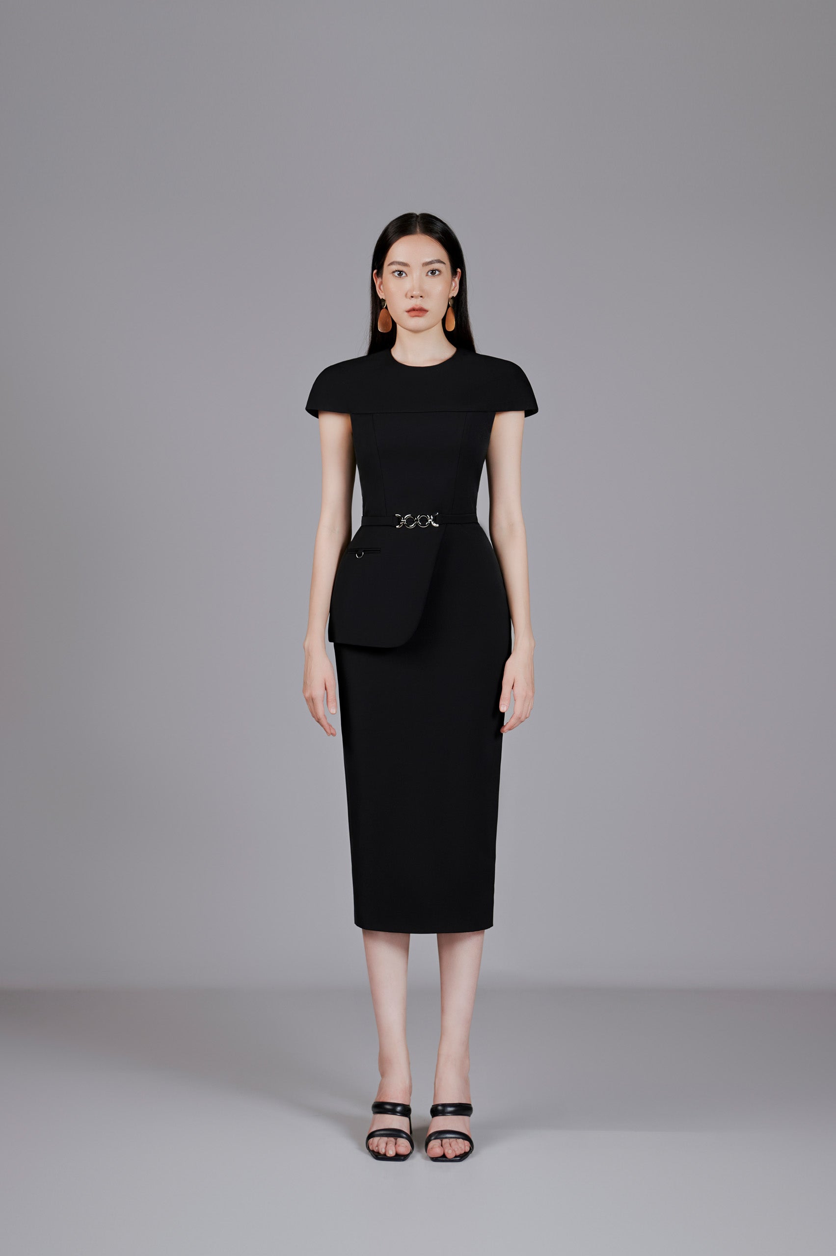 black peplum pencil dress Mara Peplum Pencil Dress
