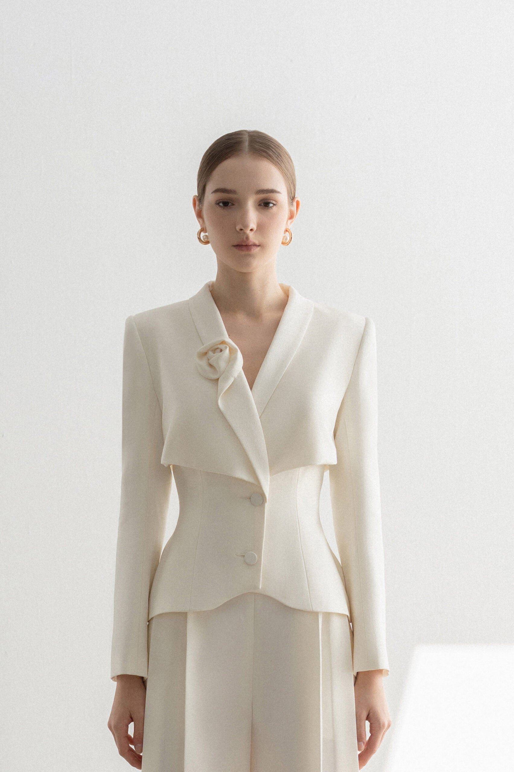 peplum dress and blazer White Peplum Blazer+Straight Pants|Two Piece Suit White / L