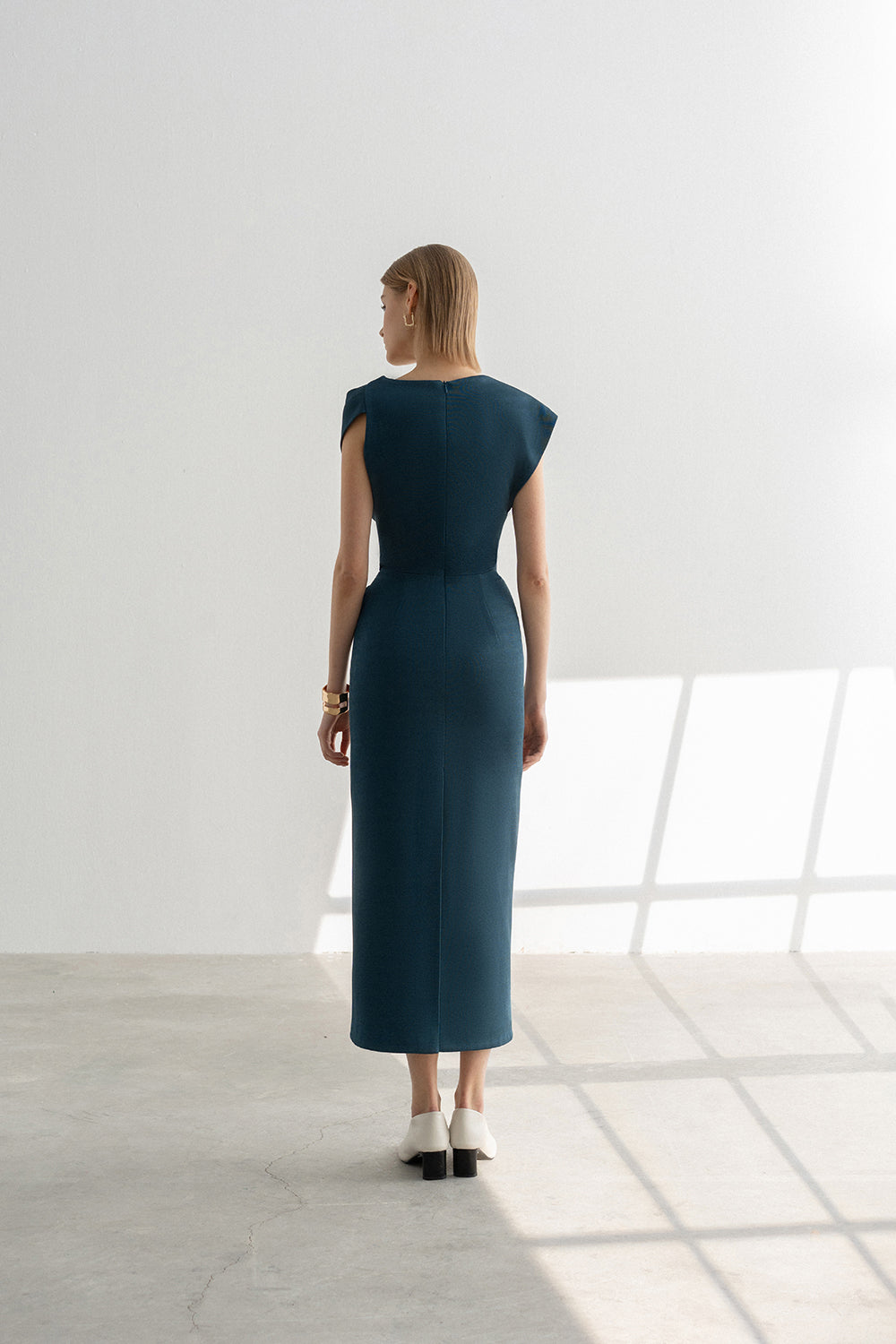 Keva Draped Pencil Dress - Deep Teal Asymmetric Shoulder 3XL - US14 / Deep Teal Keva Draped Pencil Dress - Deep Teal Asymmetric Shoulder 3XL - US14 / Deep Teal