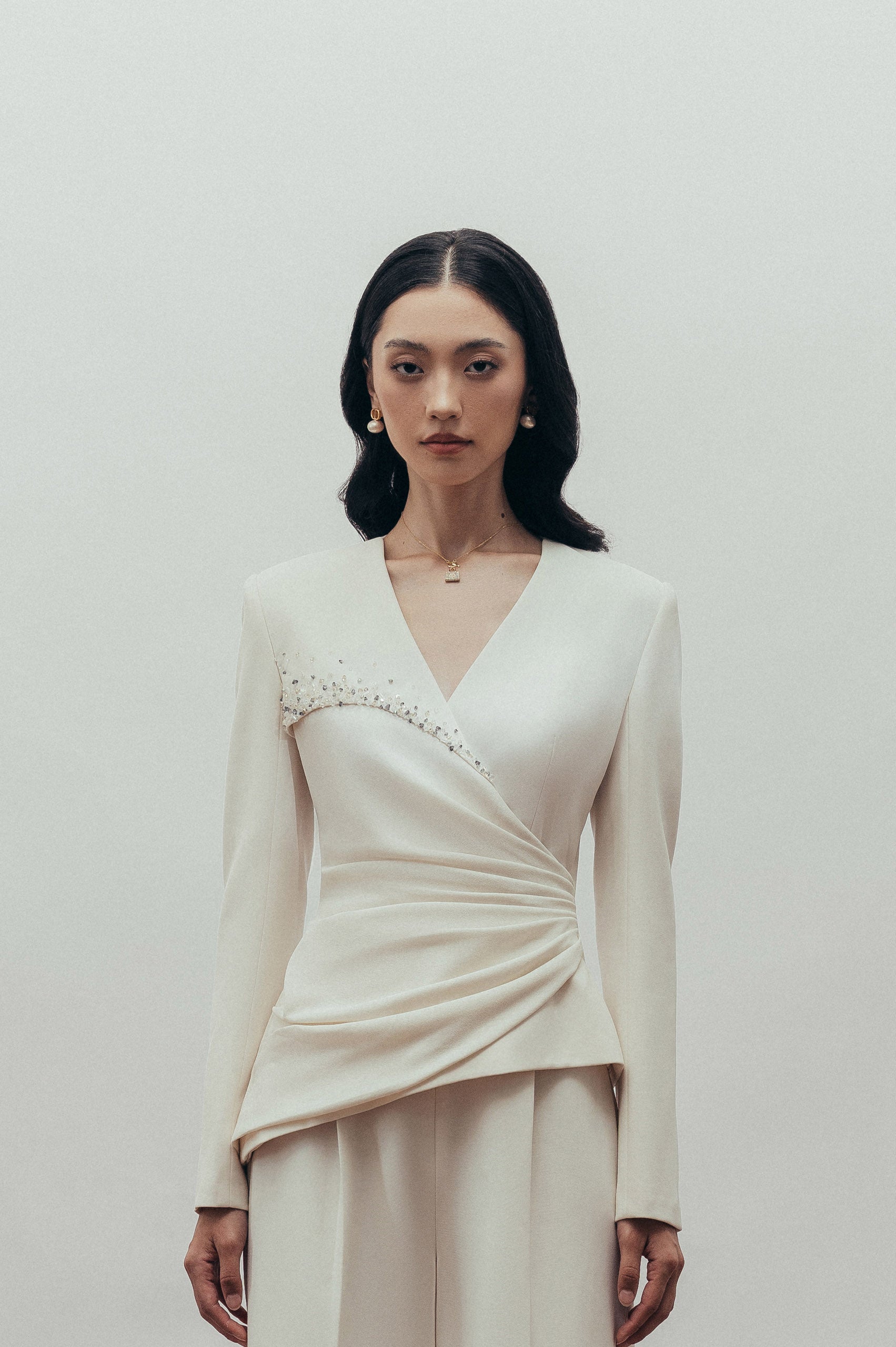 Lyra Peplum Top & Classic Trousers